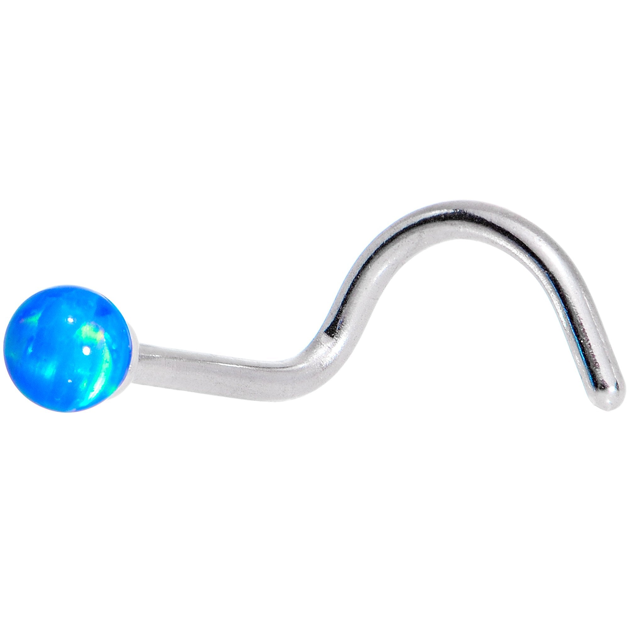 Blue 2.5mm Synthetic Opal Ball Left Nose Screw