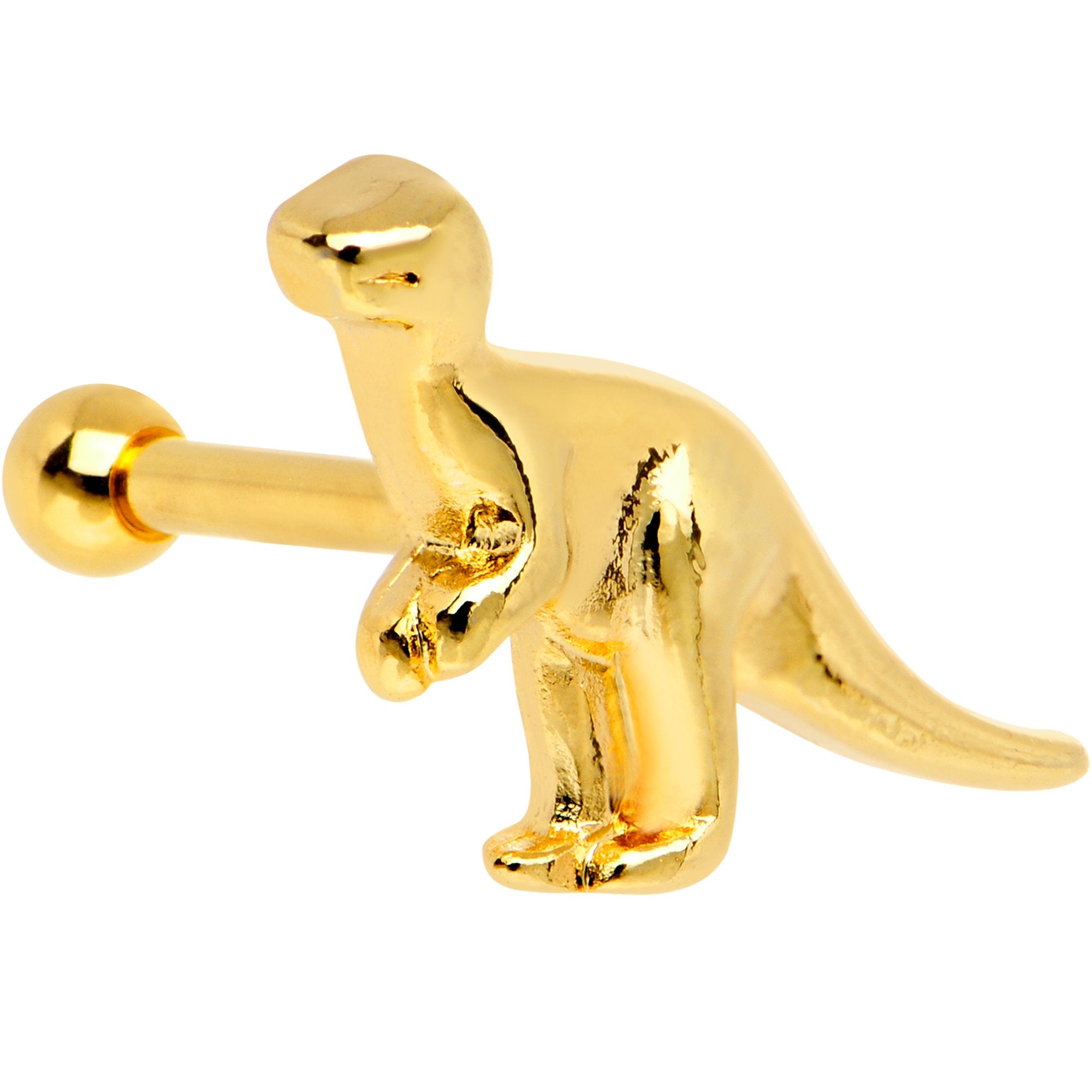 16G 1/4 Gold PVD Dangerous Dinosaur Tragus Cartilage Earring