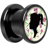 Man Woman Floral Silhouette Black Anodized Screw Fit Plug Set 00 Gauge