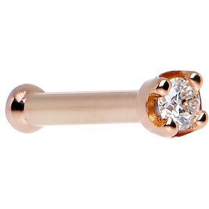 14KT Rose Gold 1.5mm Genuine Diamond Nose Ring