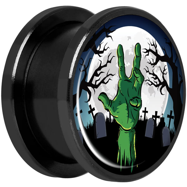 Cemetery Zombie Hand Halloween Black Anodized Plug Set 5/8