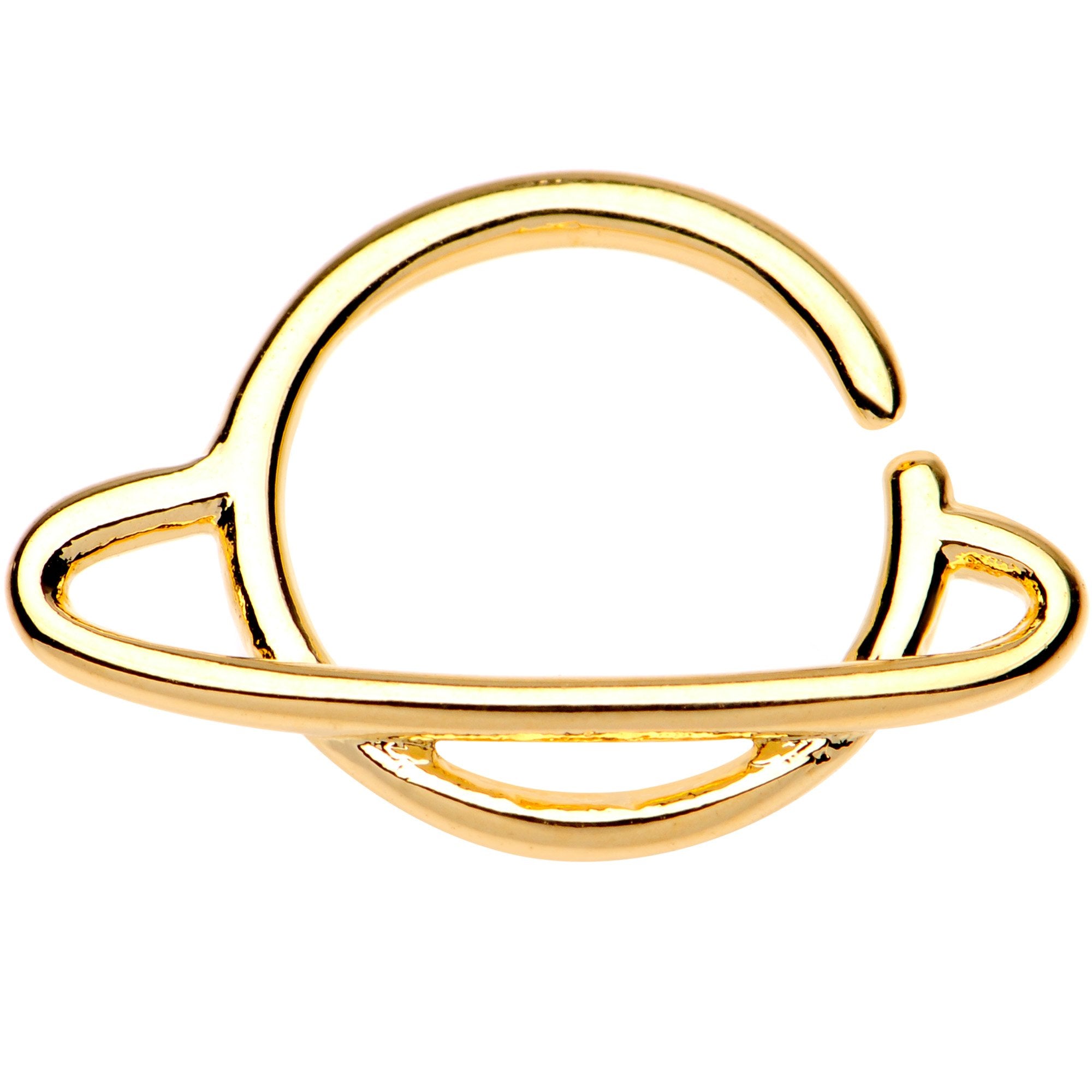 16 Gauge 3/8 Gold Tone Rings of Saturn Planet Septum Ring