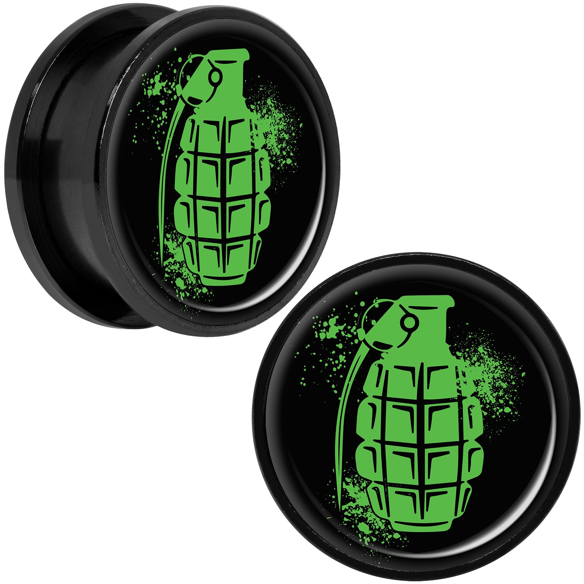 Green Grenade Black Anodized Screw Fit Plug Set 20mm