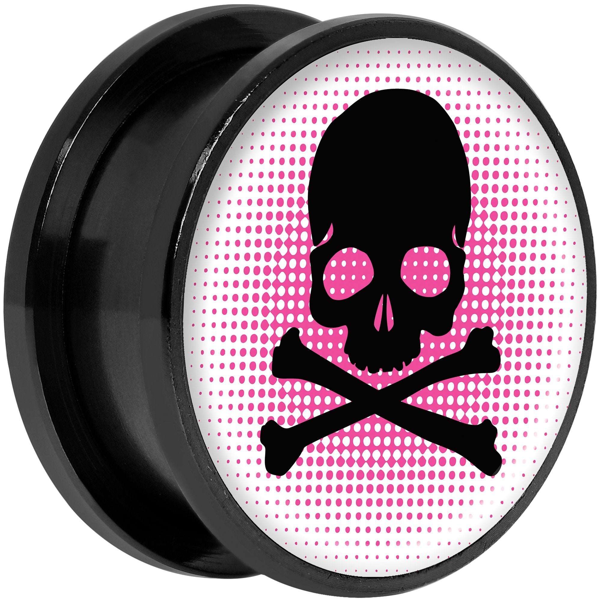 Pink Black Skull Black Anodized Screw Fit Plug Set 20mm