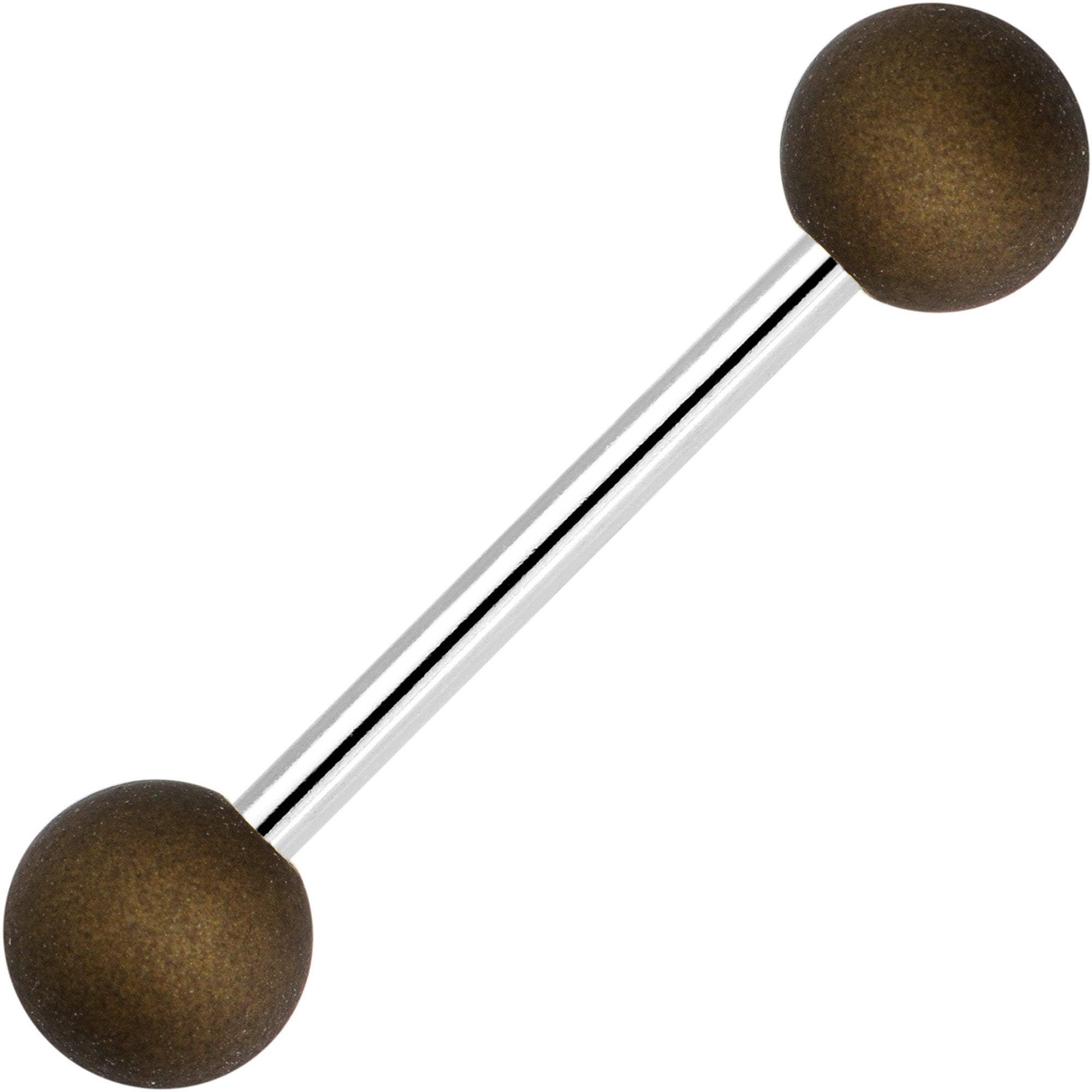 Brown Silicone Coated Acrylic Ball End Barbell Tongue Ring