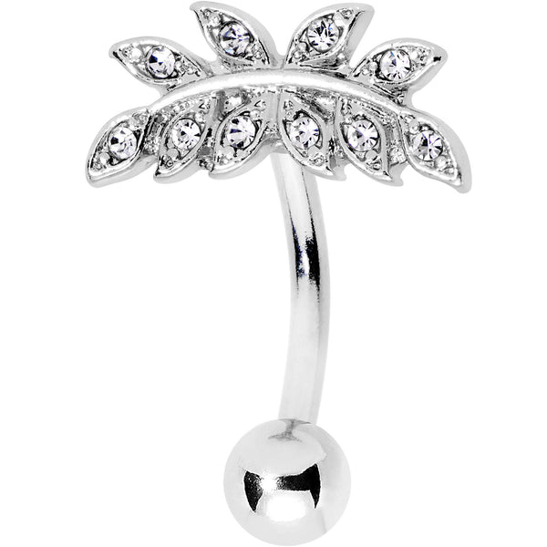 Clear Gem Sprouting Ivy Leaf Belly Ring