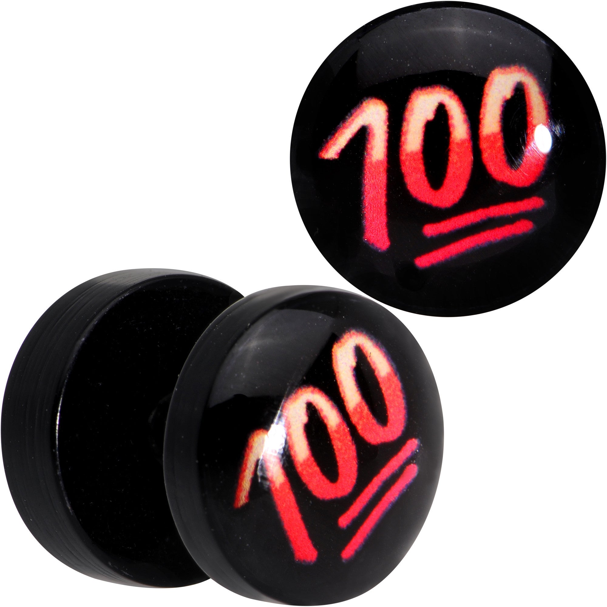 Officially Licensed Keep It 100 emoji Black Acrylic Cheater Plug Set