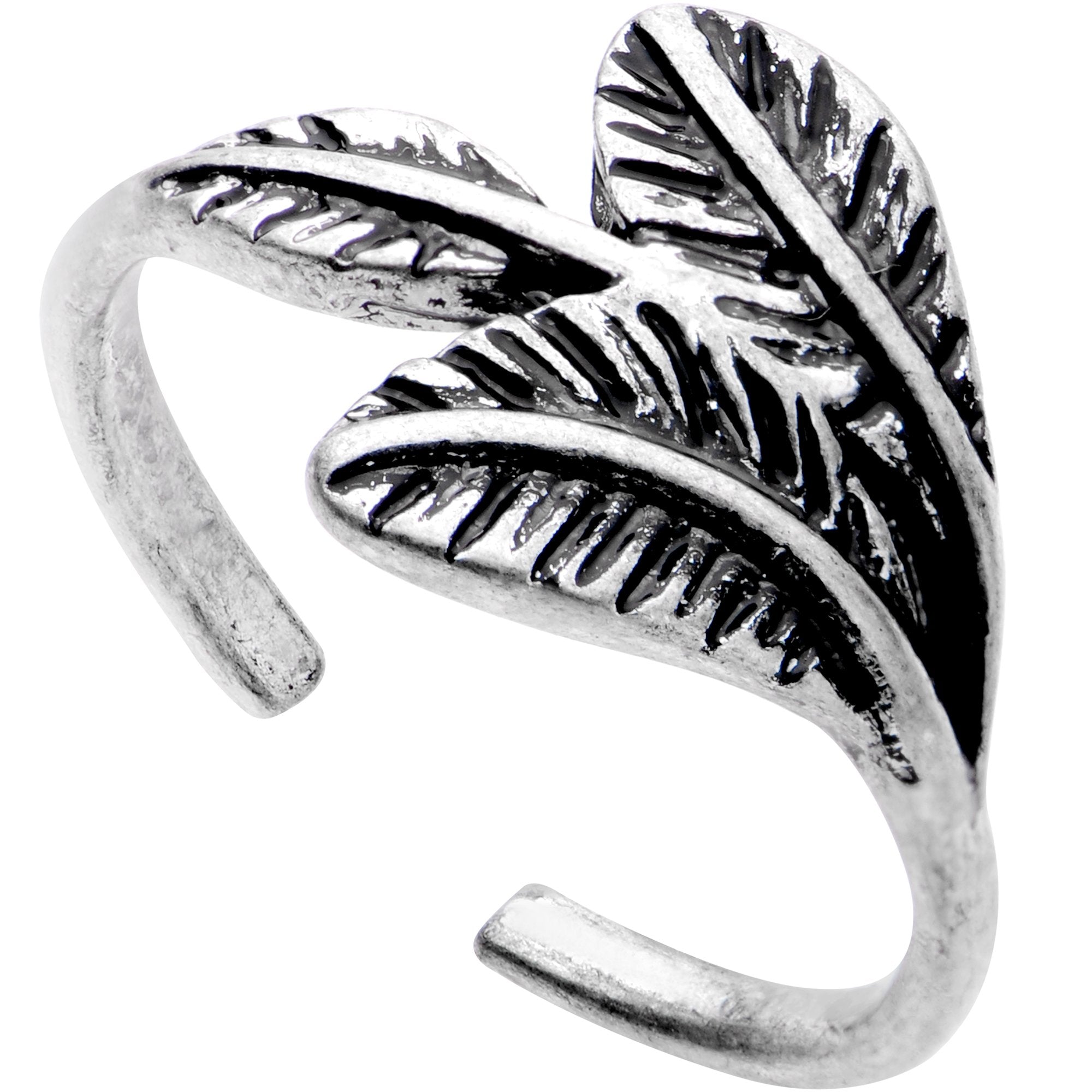Silver Plated Plume of Feathers Toe Ring