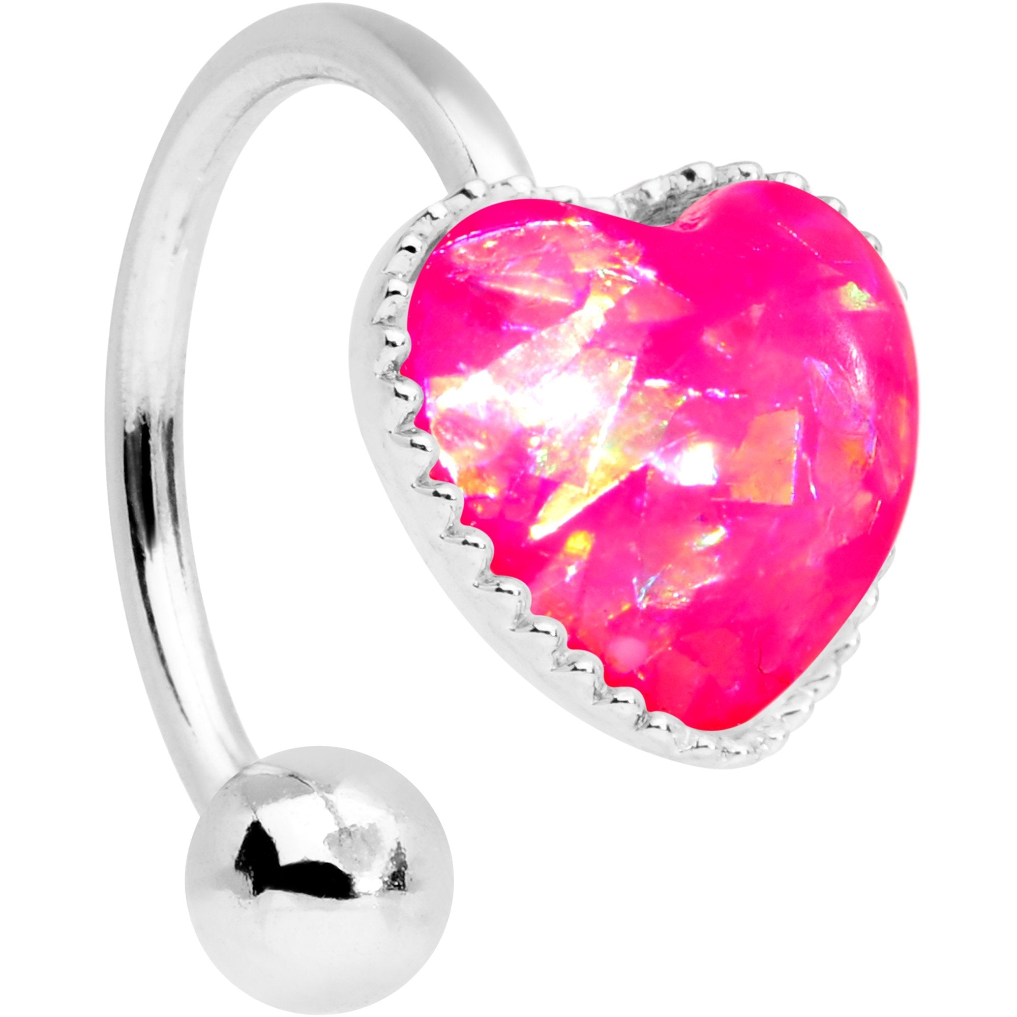 Pink Faux Opal Sacred Heart Non Pierced Ear Cuff
