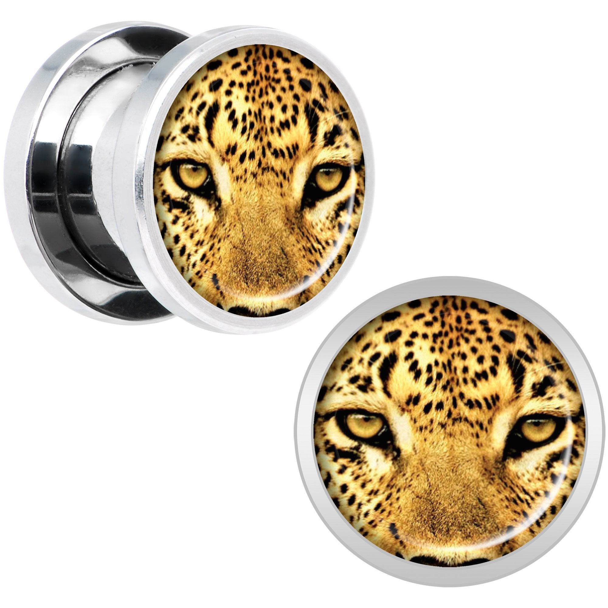Full Color Leopard Eyes Steel Screw Fit Plug Set 00G