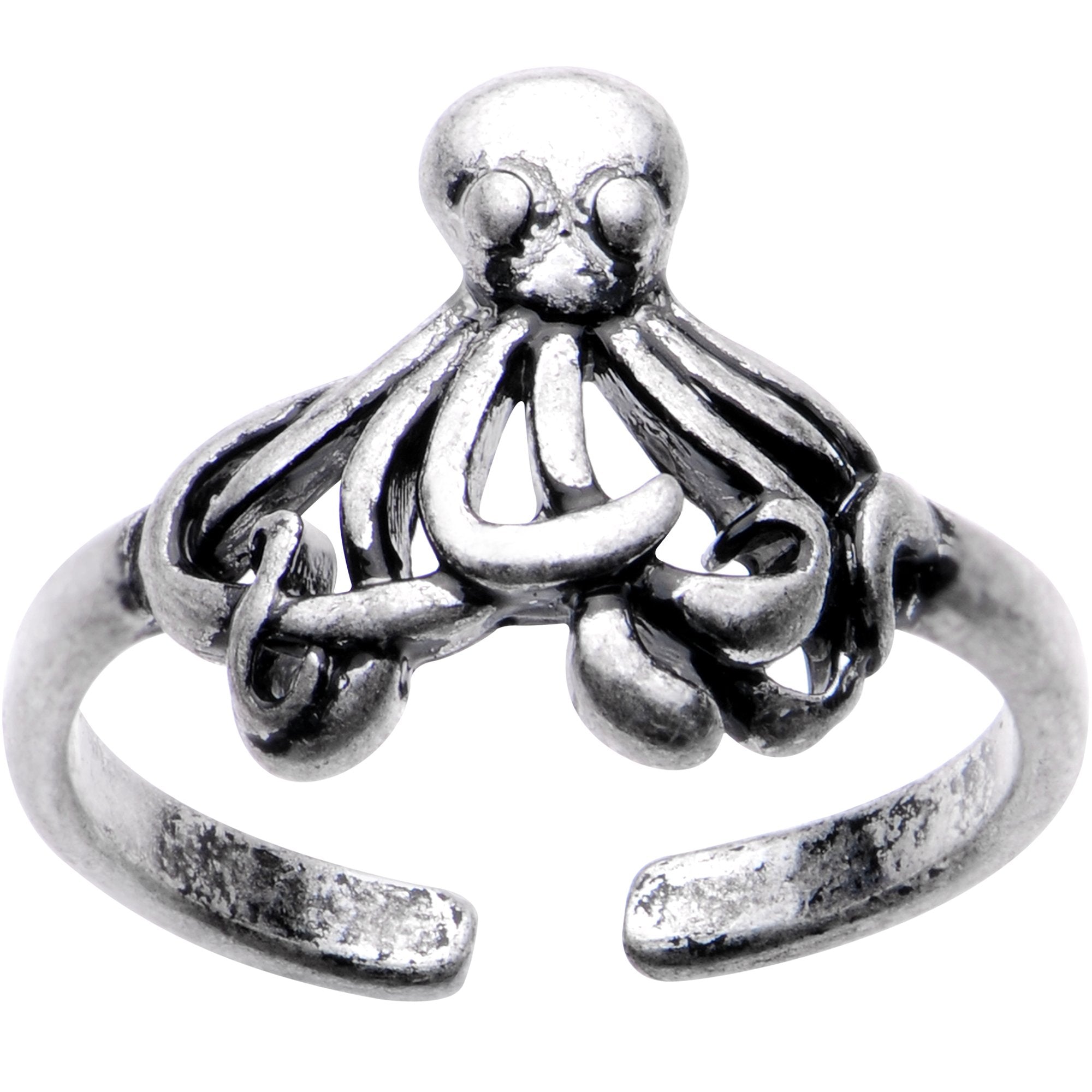 Silver Plated Silly Octopus Toe Ring