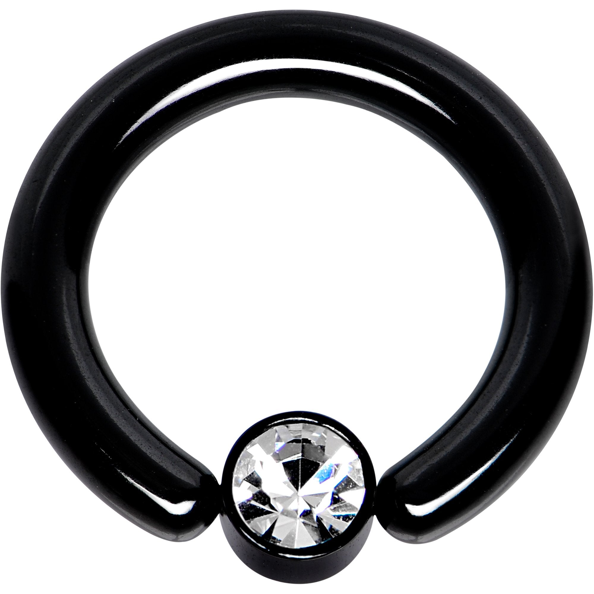 8 Gauge 1/2 Clear Gem 5mm Disc Black BCR Captive Ring