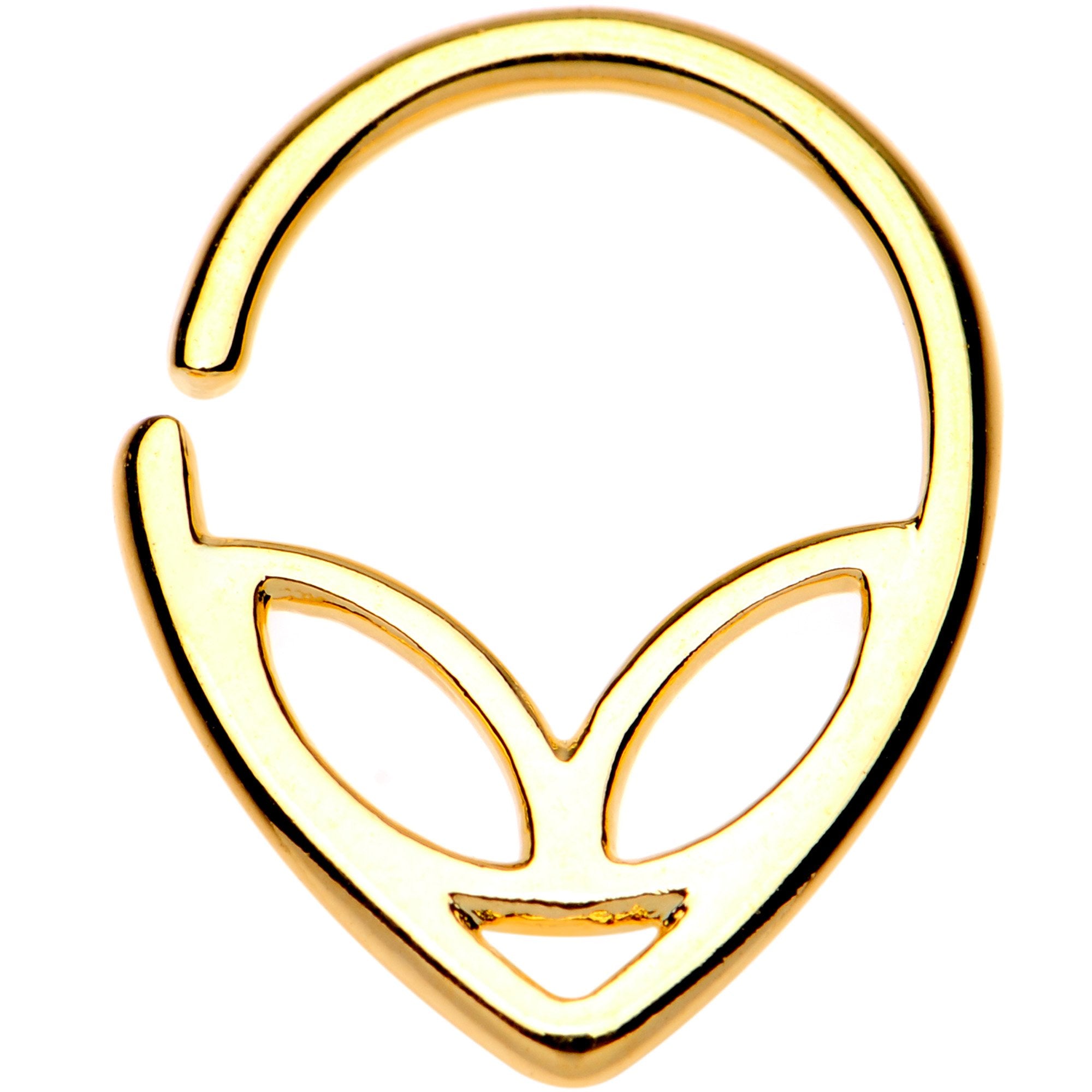 16 Gauge 3/8 Gold Tone UFO Alien Septum Ring