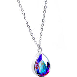 Silver Plated Purple Raindrop Necklace Created with Crystals