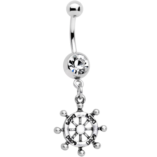 Clear Gem Best Friend Nautical Dangle Belly Ring Set of 2