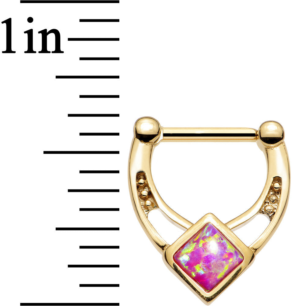 16G 5/16 Pink Faux Opal Gold PVD Glamour Septum Clicker