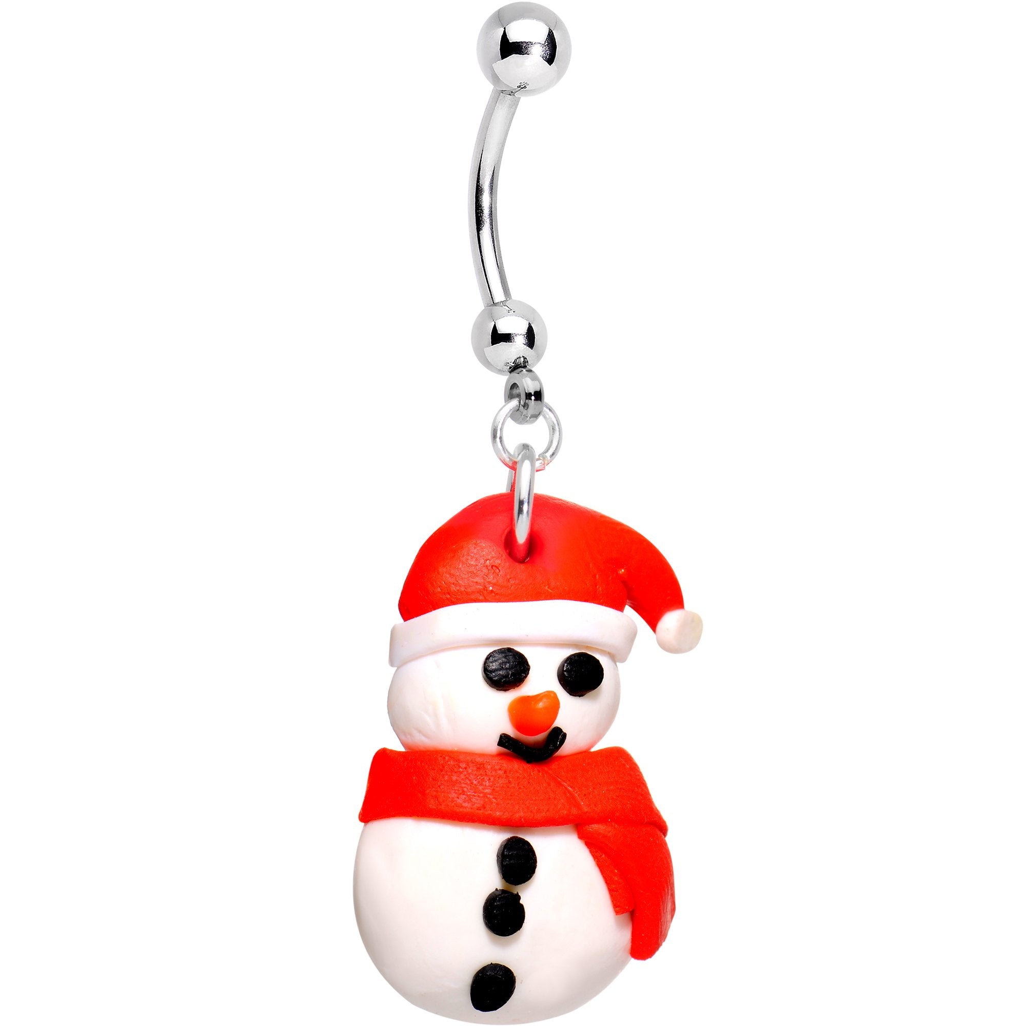 Bundled Up Christmas Snowman Dangle Belly Ring