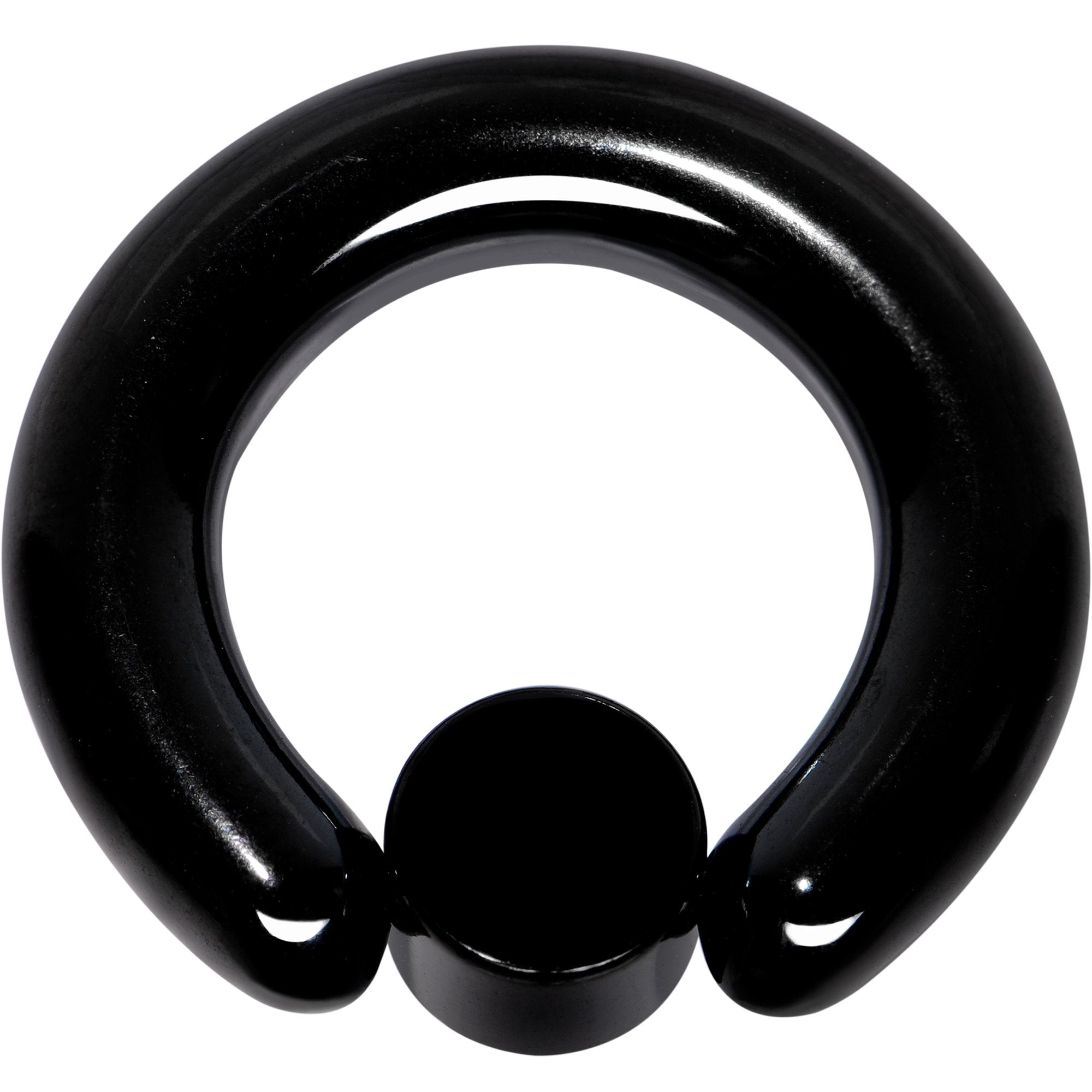 4G 9/16 White Faux Opal 7mm Disc Black IP BCR Captive Ring