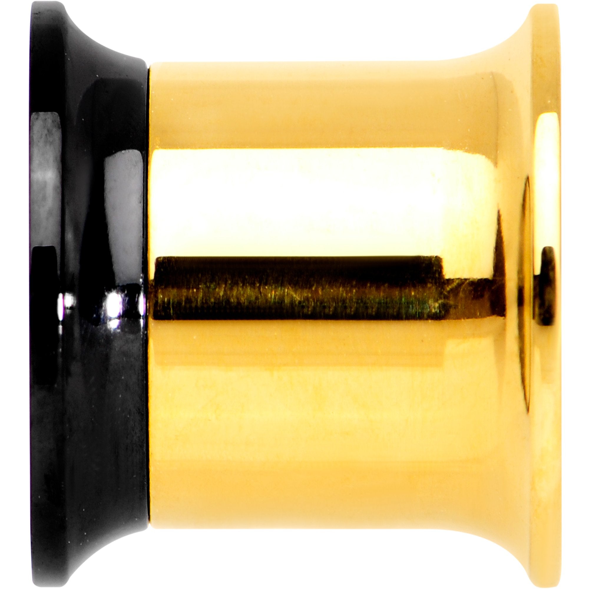 Gold PVD Black Two Tone Screw Fit Tunnel Plug Set 3mm to 16mm