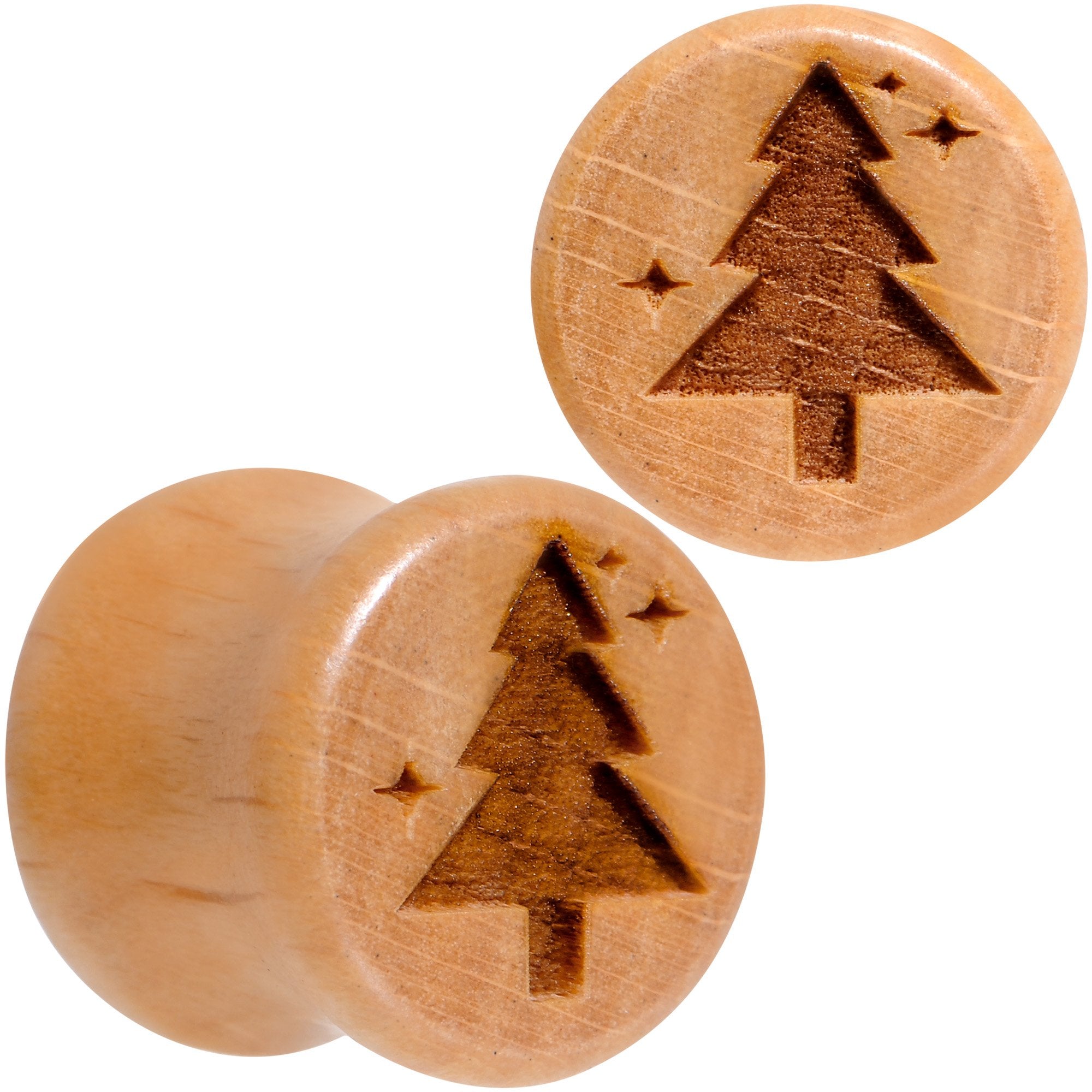 Organic Beechwood Christmas Tree Saddle Plug Set Sizes 8mm to 25mm