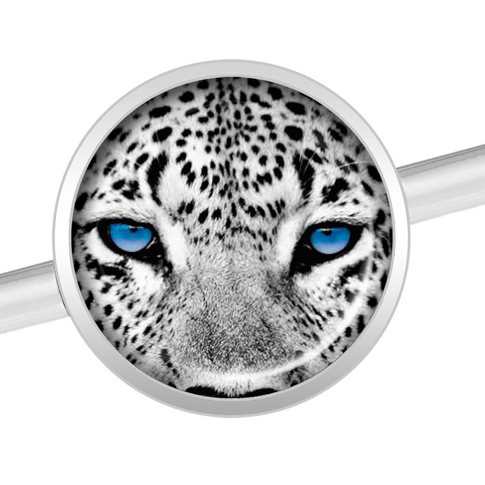 14 Gauge Black White Leopard Eyes Industrial Barbell 37mm