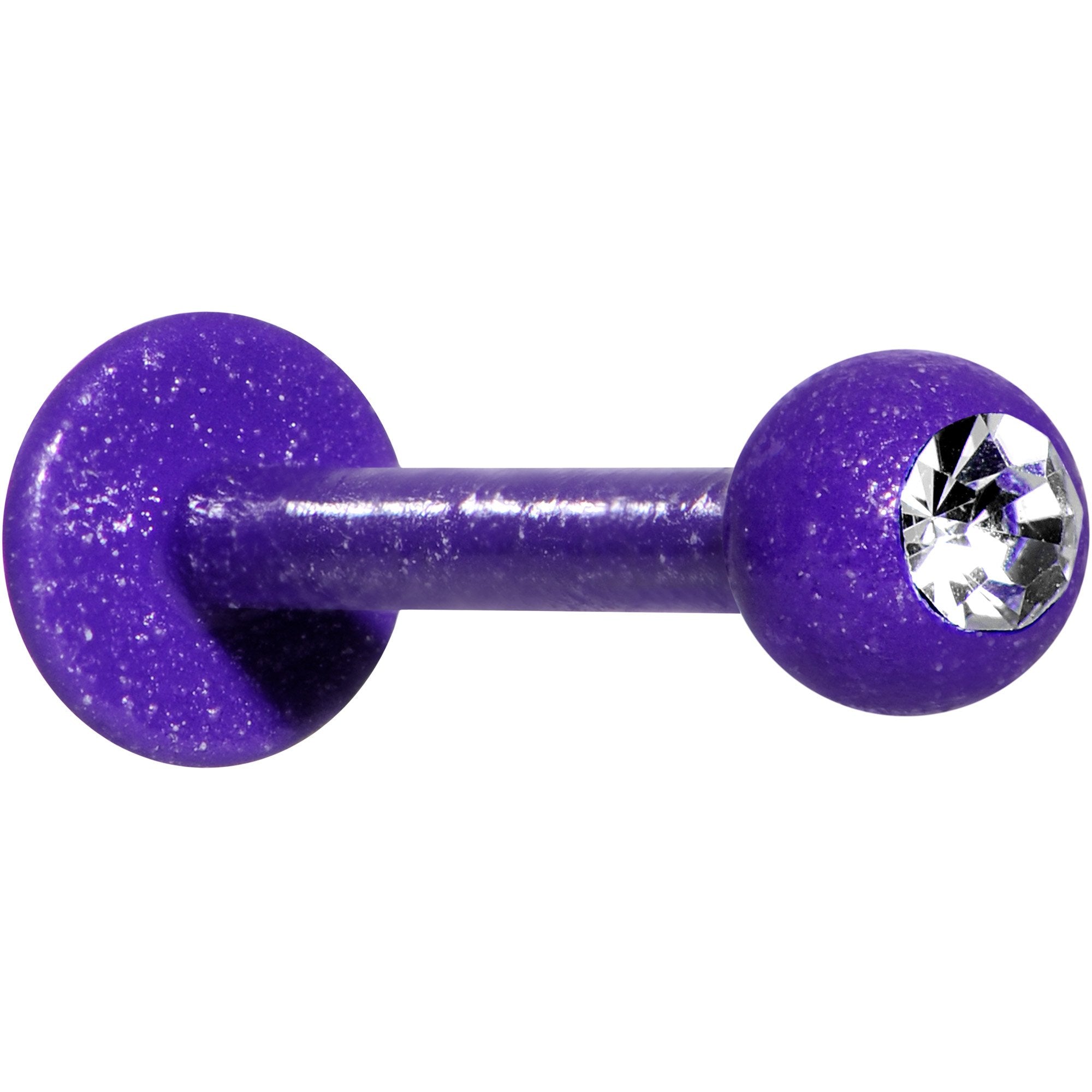 16G 3/8 Clear Gem Purple Glow In The Dark Effect Labret Monroe