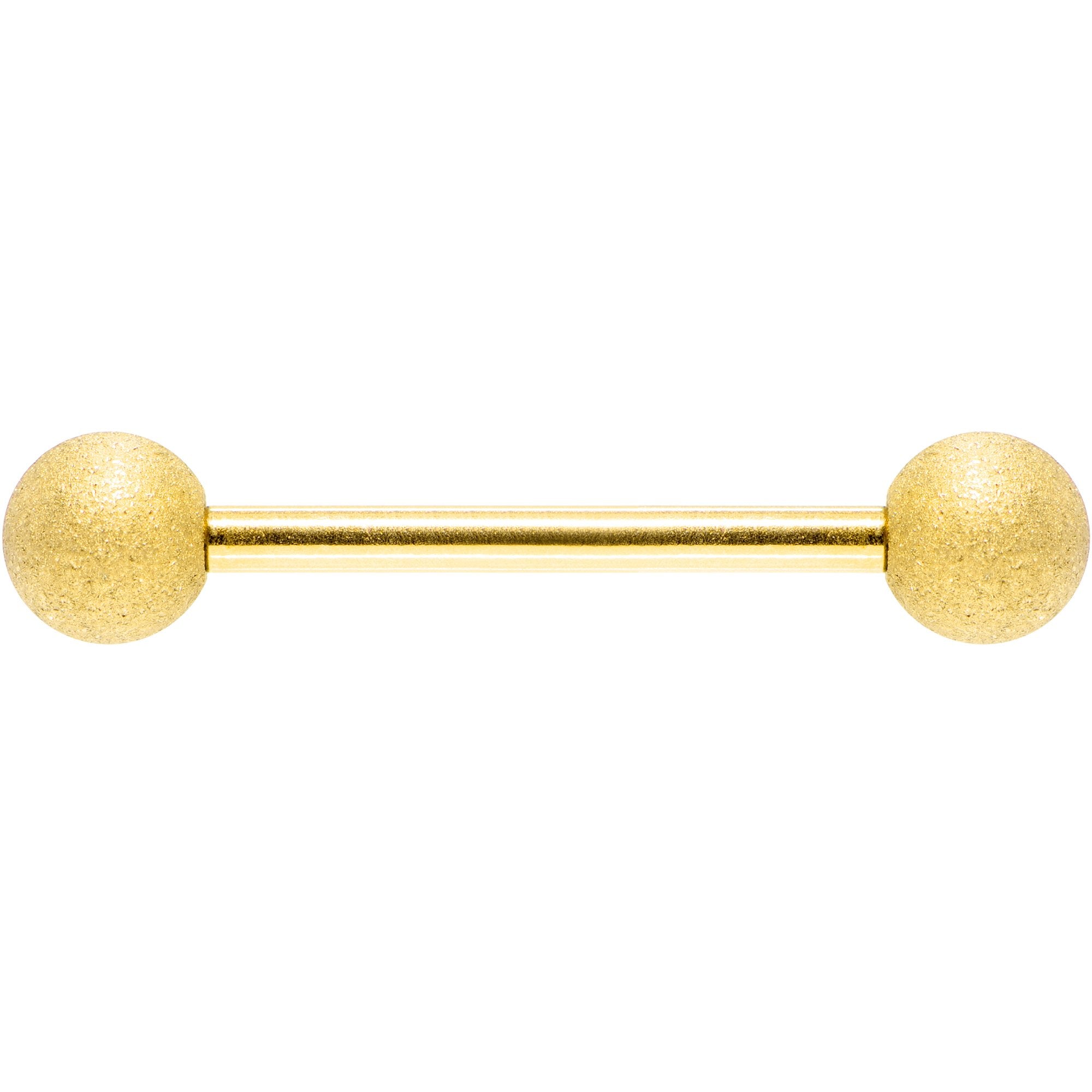 Gold Color PVD Sandblasted Barbell Tongue Ring