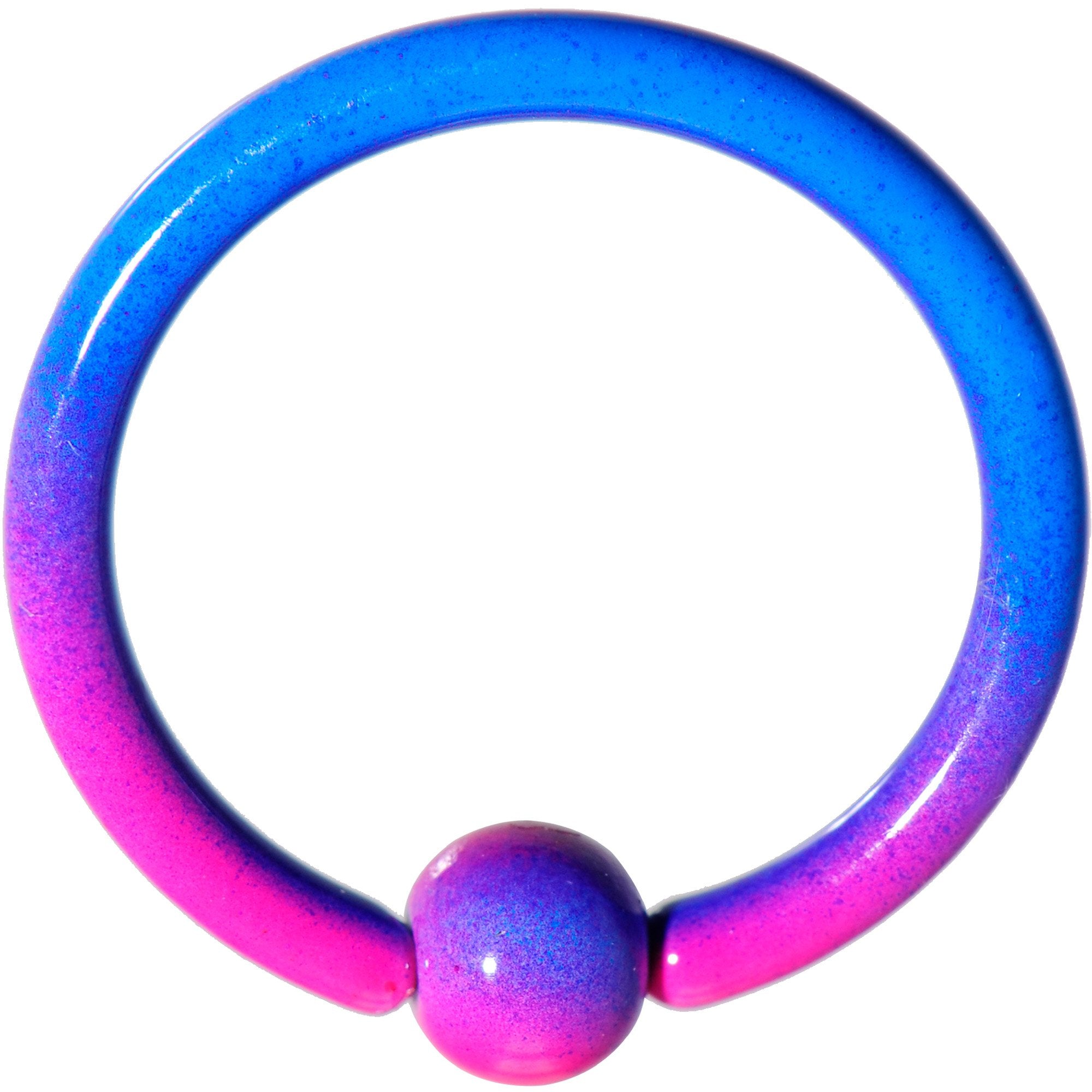 16 Gauge 3/8 Color Plated Pink Blue Fade BCR Captive Ring