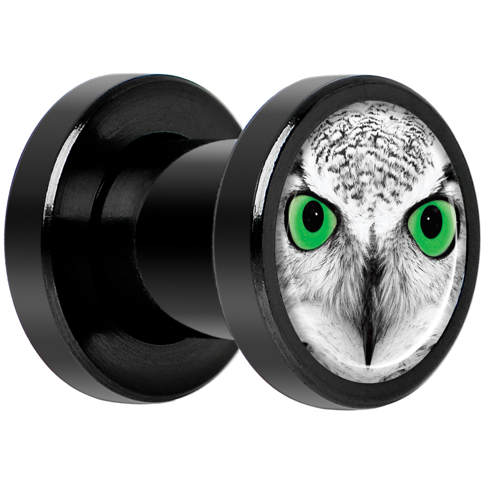Black White Owl Black Anodized Screw Fit Plug Set 2G