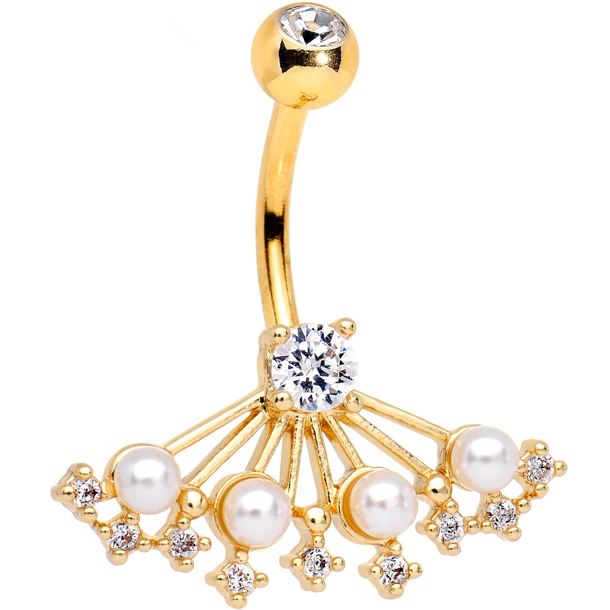 Clear Gem Gold PVD Brilliant Crest Belly Ring