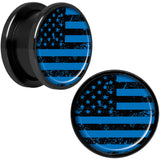 Blue American Flag Black Anodized Screw Fit Plug Set 5/8