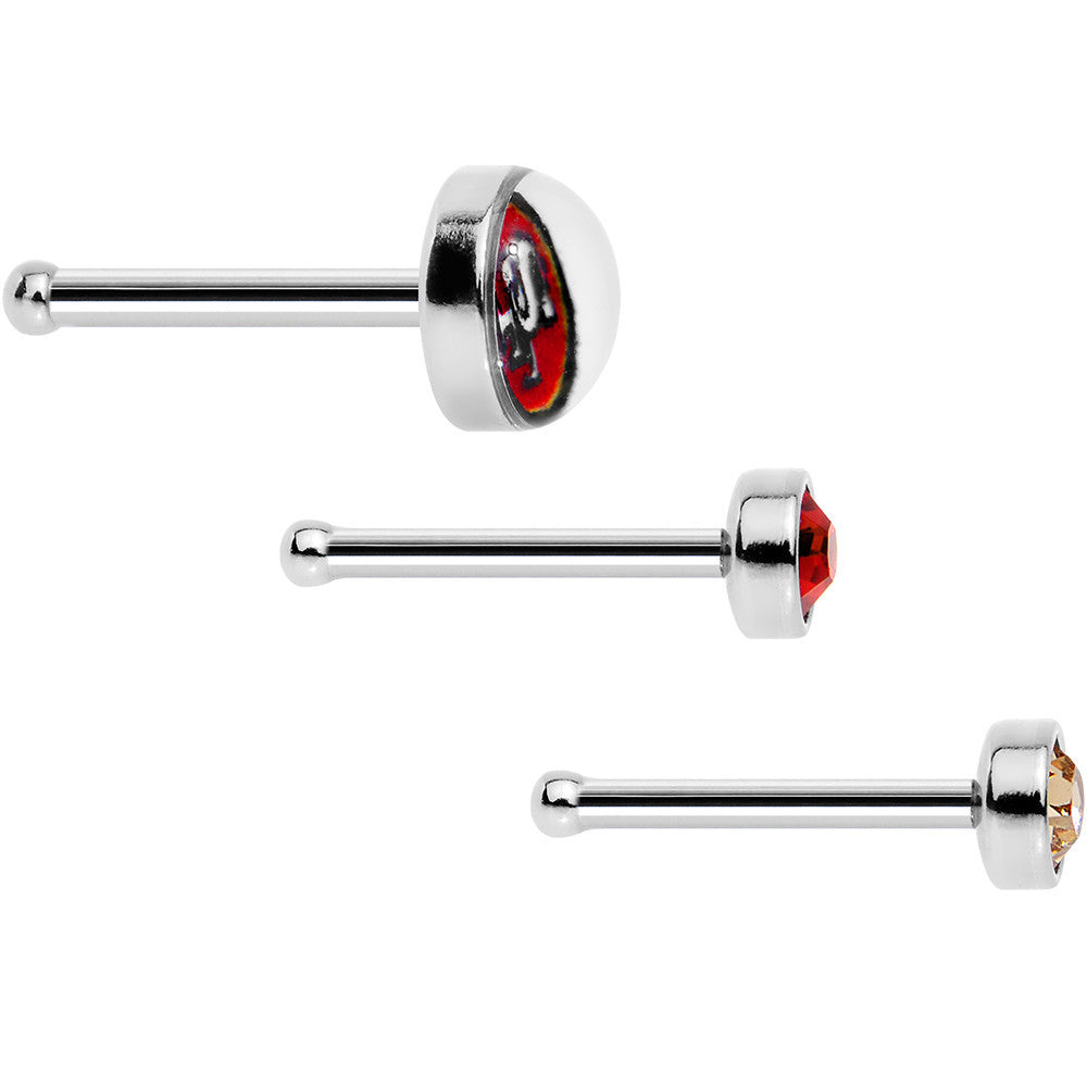 20G Licensed NFL San Francisco 49ers Logo Nose Bone 3 Pack Set