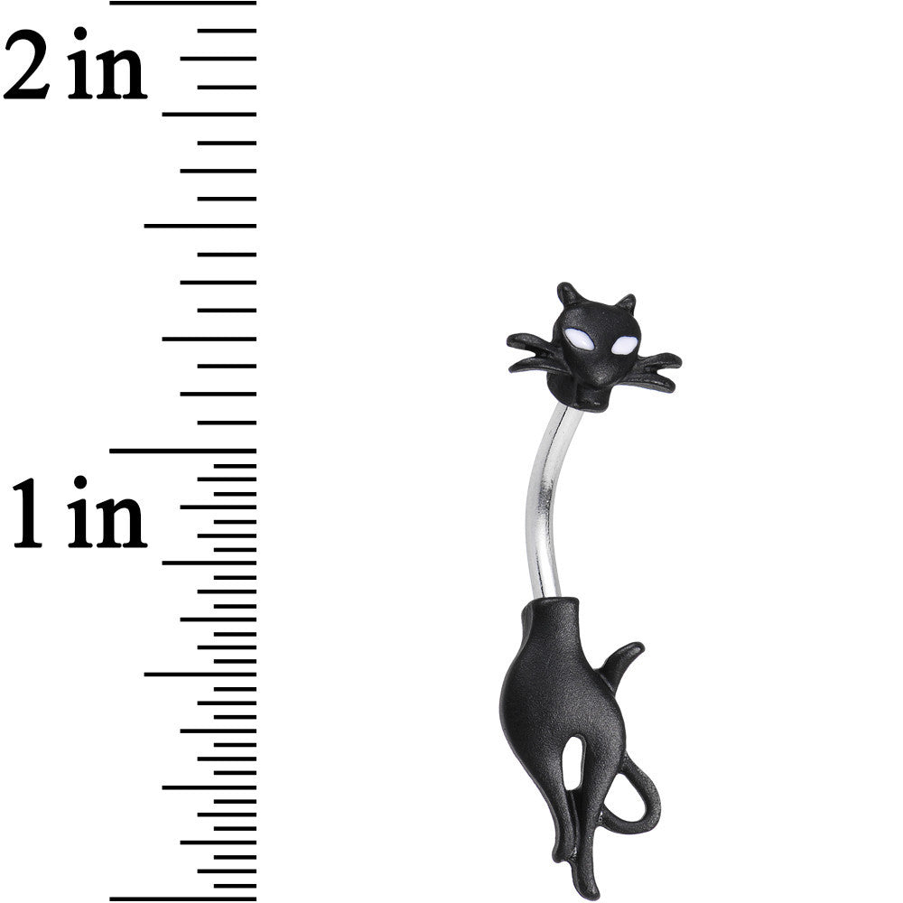 Clear Gem Sleek Black Cat Double Mount Belly Ring