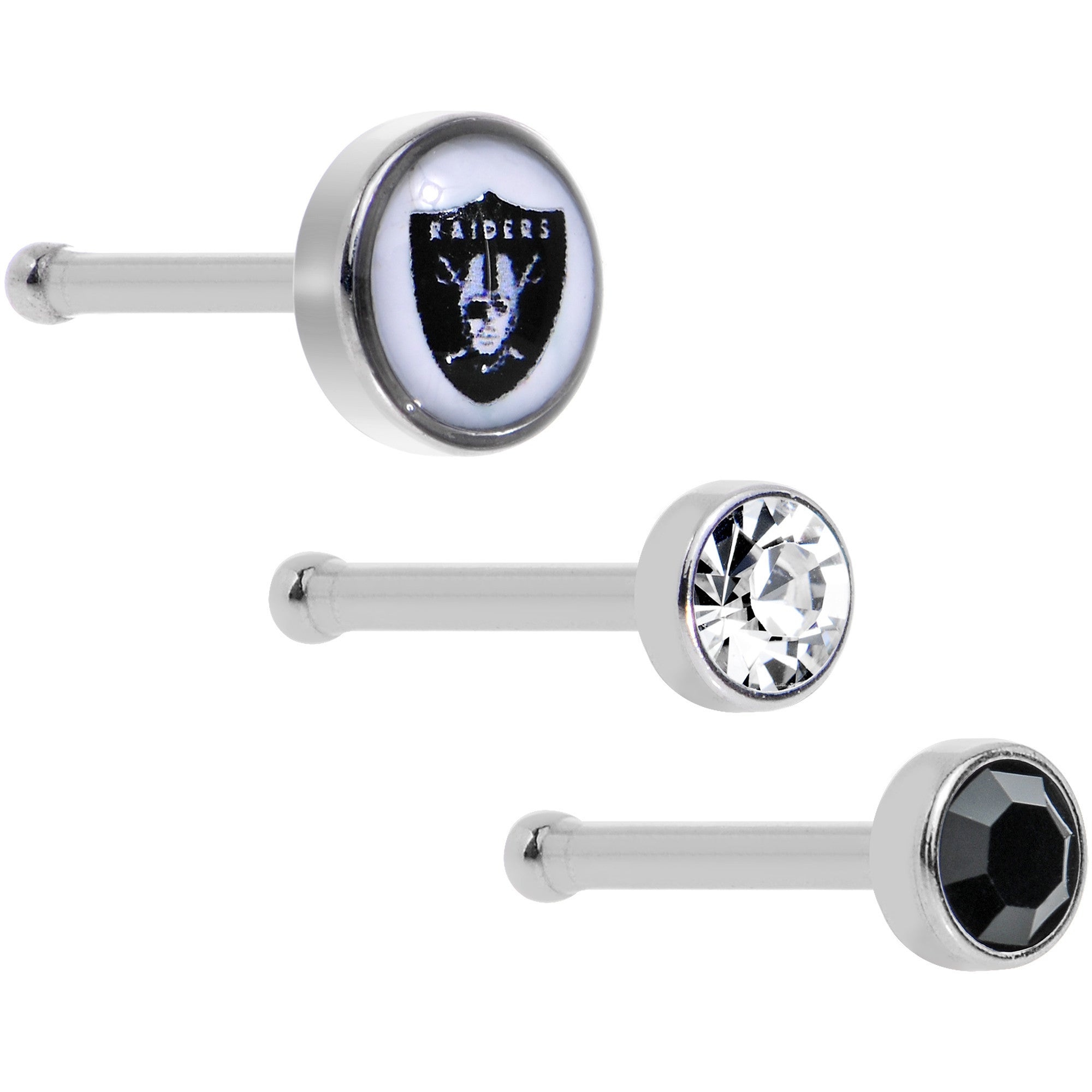 20G Licensed NFL Oakland Raiders Logo Nose Bone 3 Pack Set