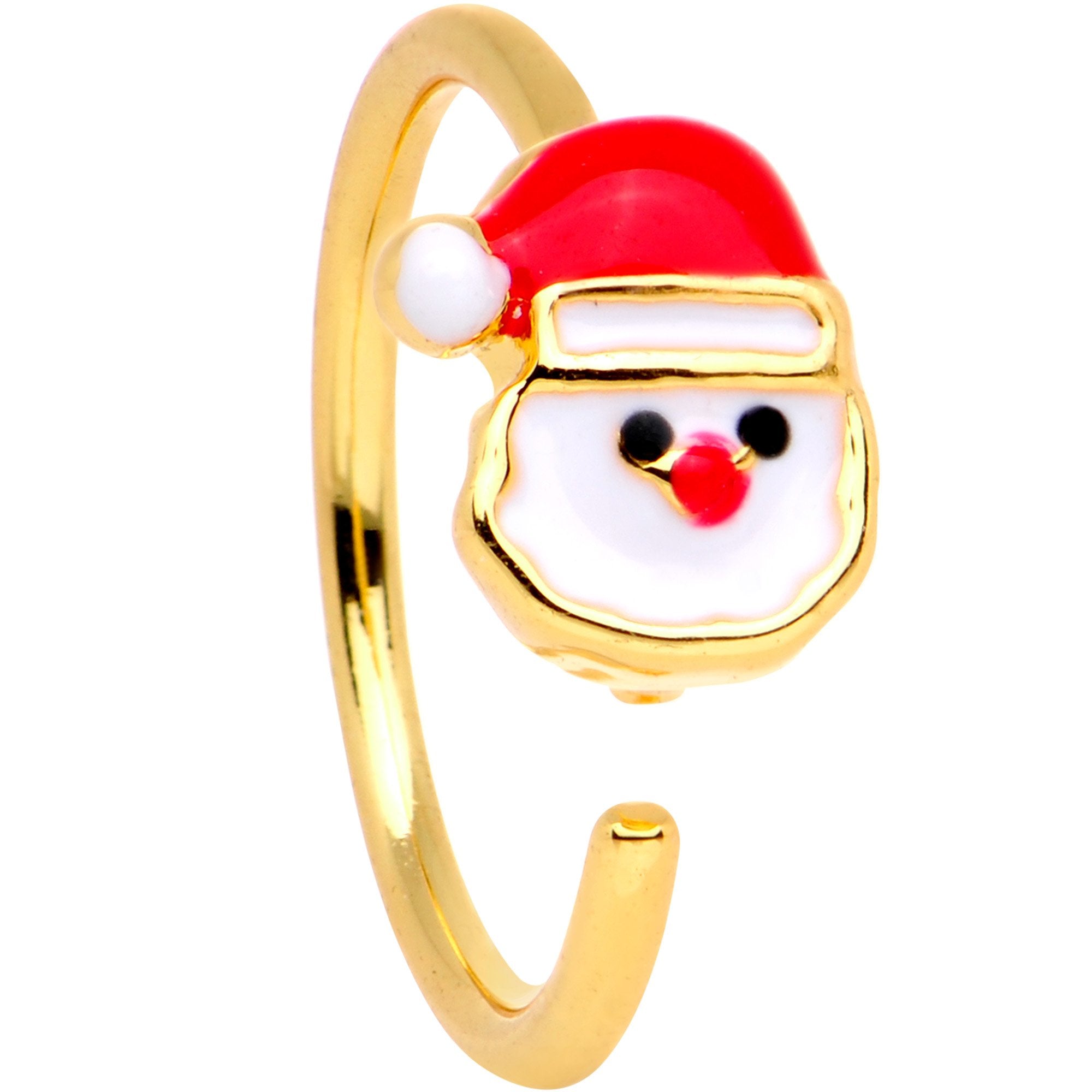 20 Gauge Gold Tone Plated Red White Santa Seamless Circular Ring
