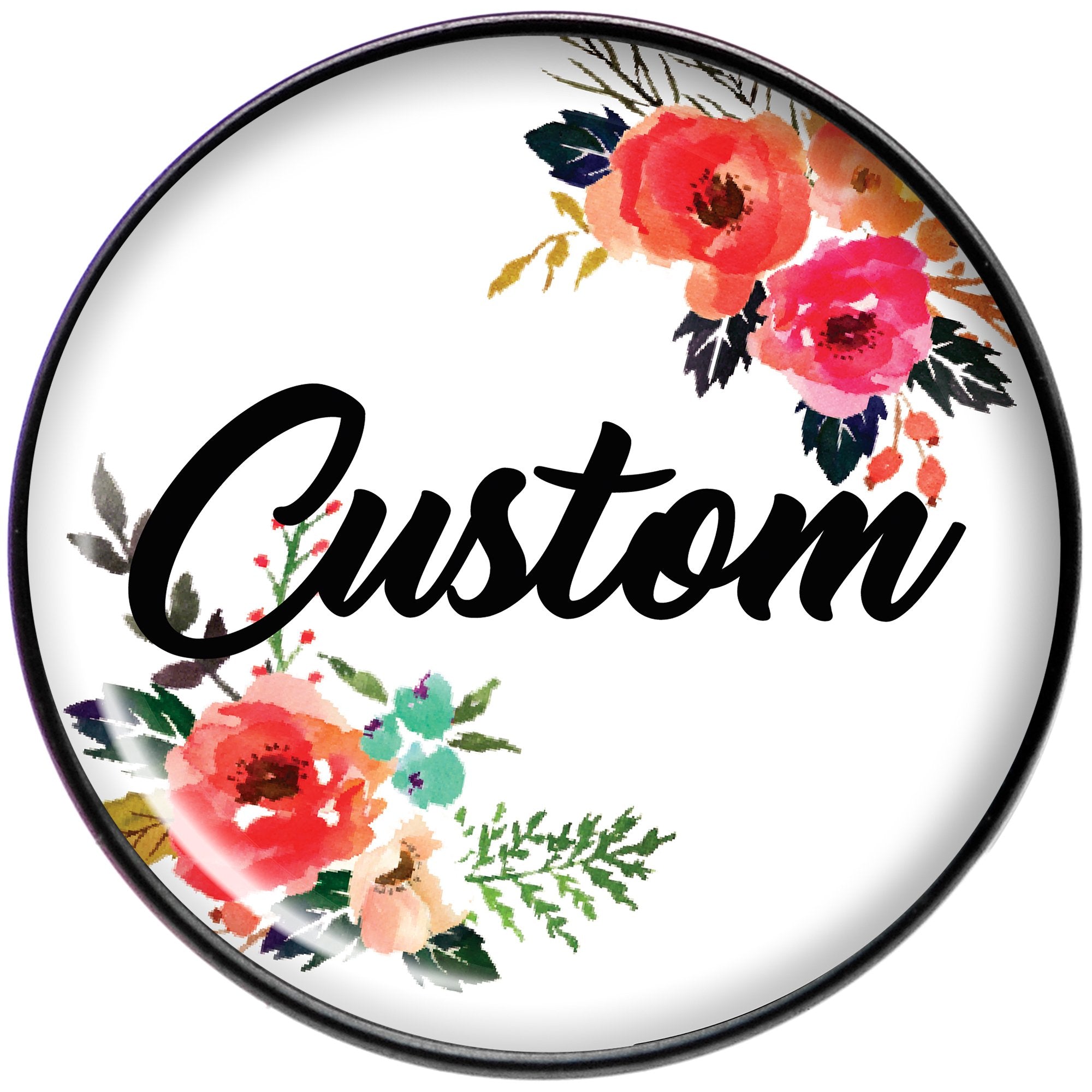 Custom Floral Personalized Name Black Barbell Tongue Ring