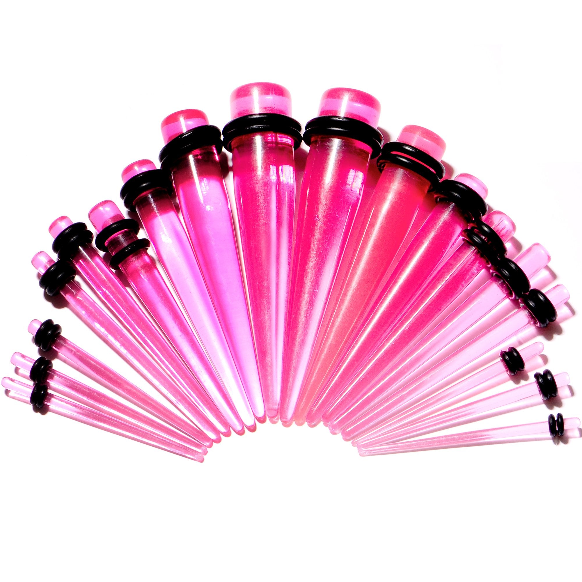 9 Piece Pink Acrylic Ear Stretching Kit Set of 2