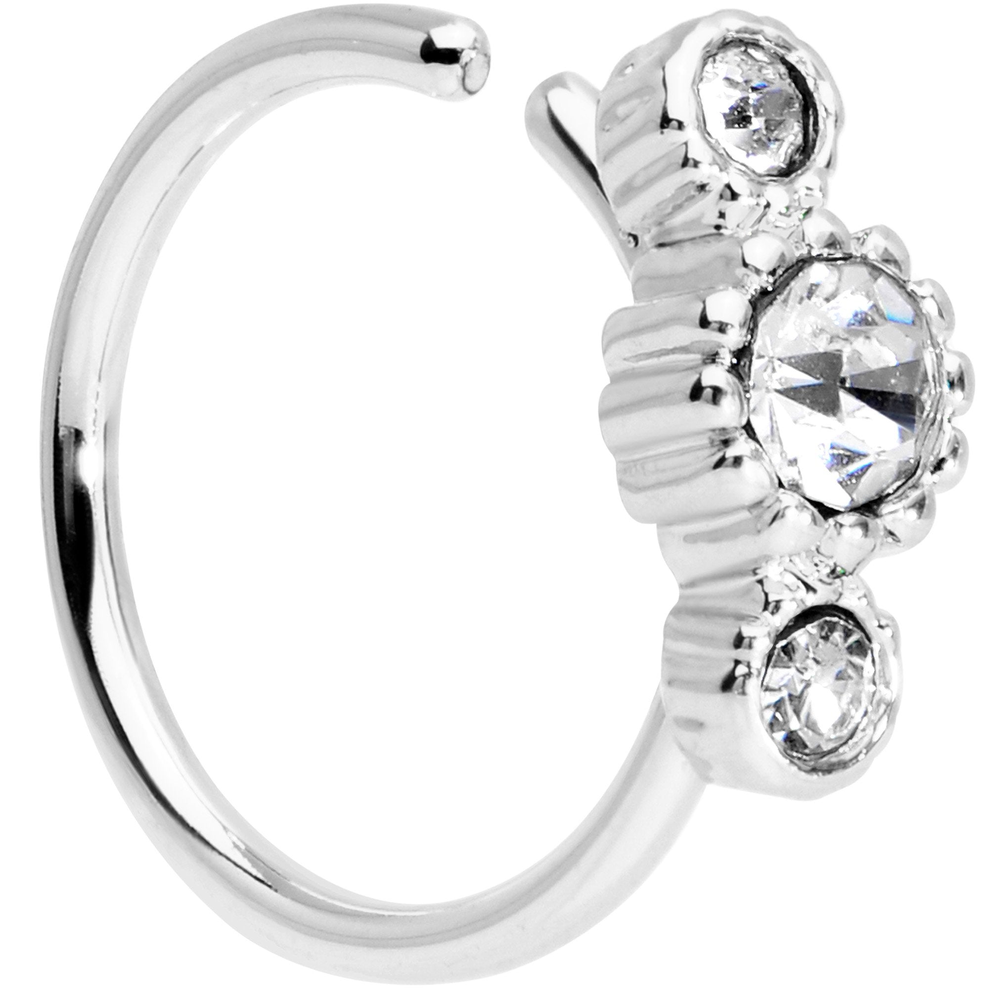20 Gauge 5/16 Clear CZ Gem Fashion Fusion Seamless Circular Ring