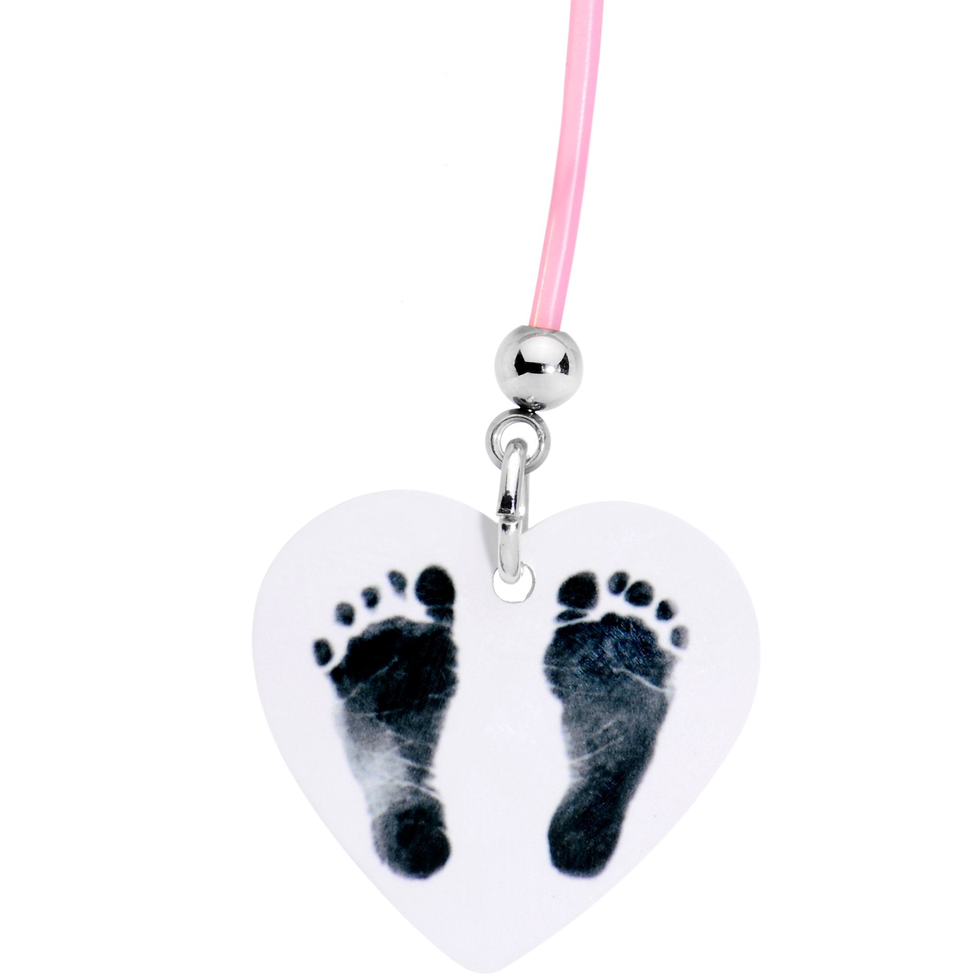 Handcrafted Pink Precious Footprints Dangle Pregnancy Belly Ring