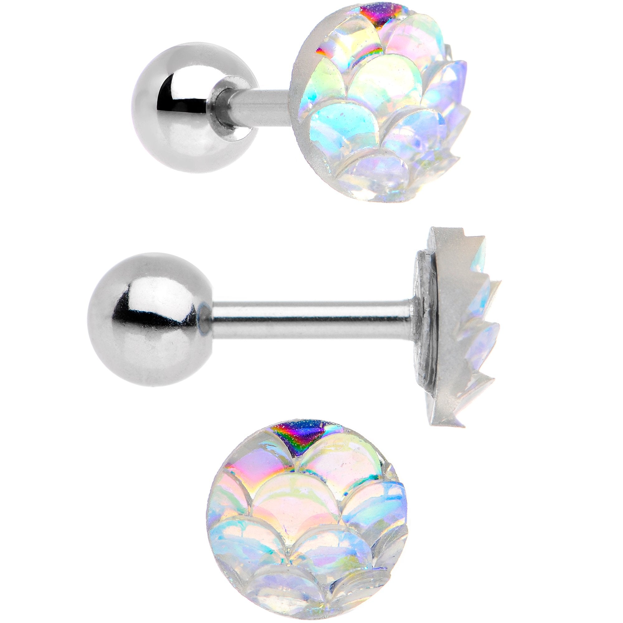 16G 1/4 Tantalizing Textures Tragus Cartilage Earring Set of 5