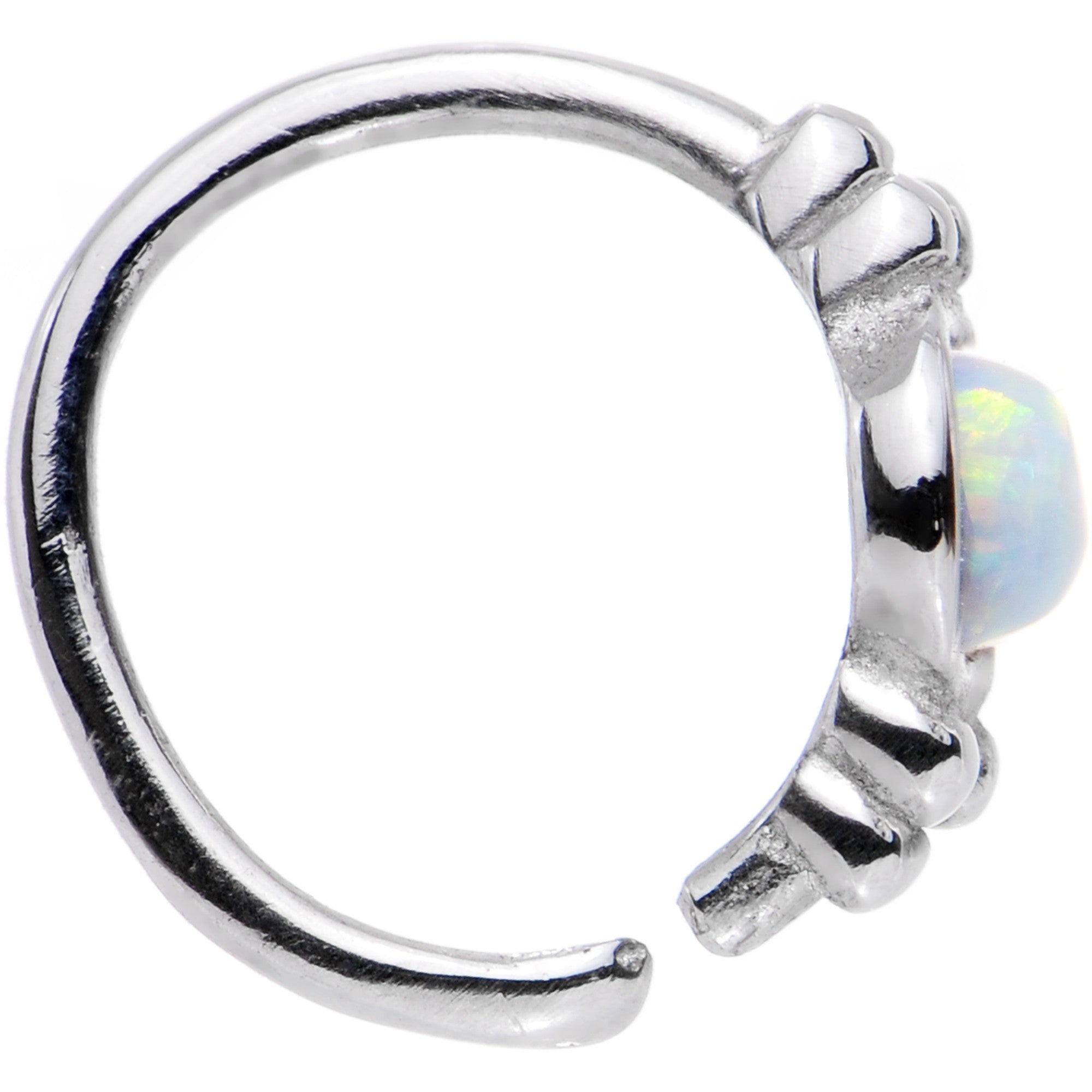 18 Gauge 5/16 White Synthetic Opal Seamless Circular Ring
