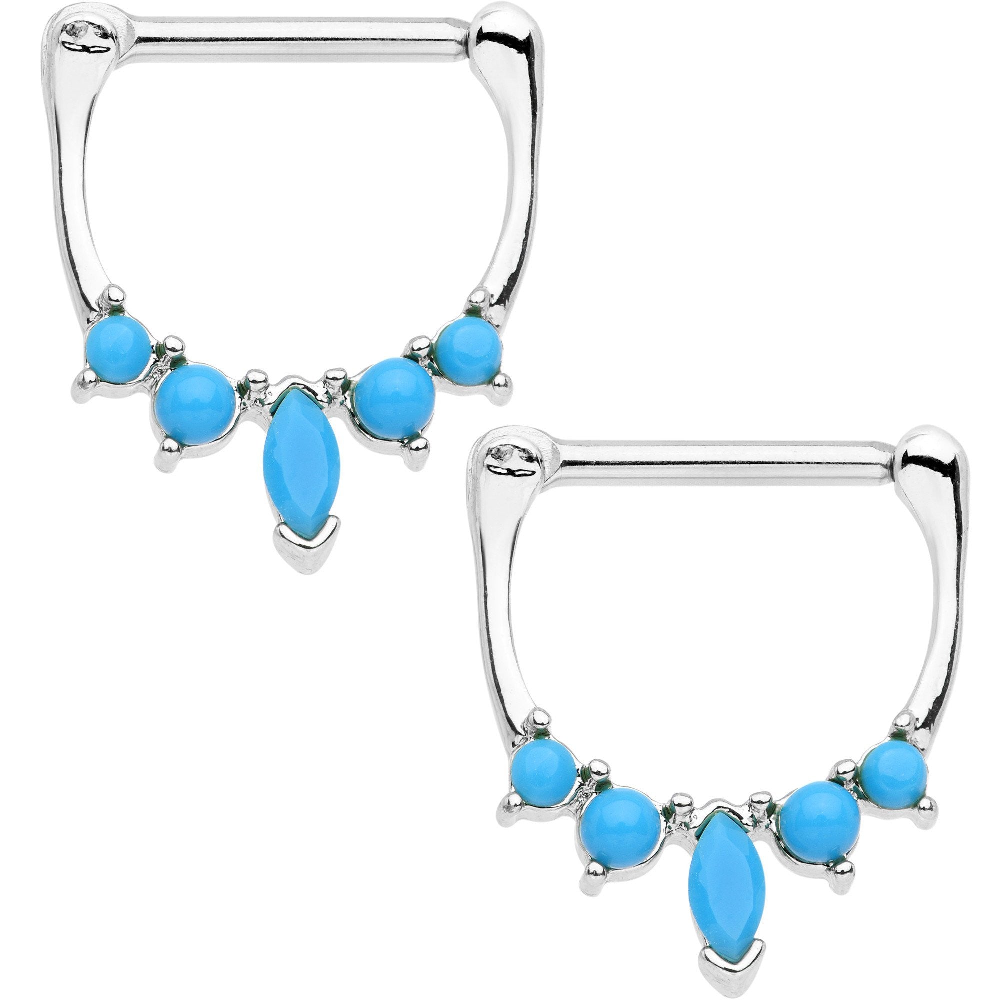 3/8 Faux Turquoise Southwestern Nipple Clicker Set