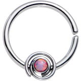 16 Gauge 3/8 Pink Synthetic Opal Swirl Set Circular Ring