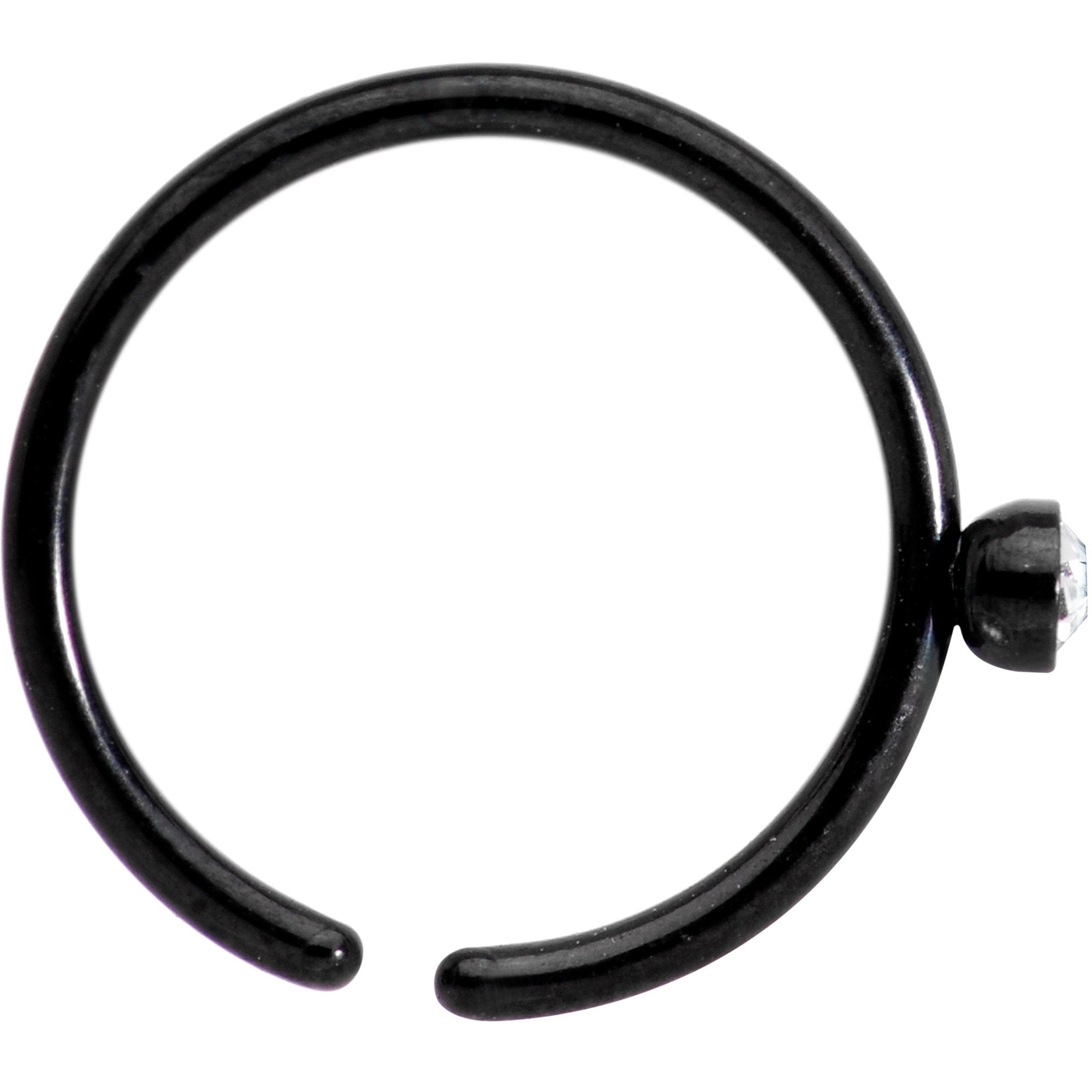 20G 5/16 Clear Gem Black Seamless Circular Ring