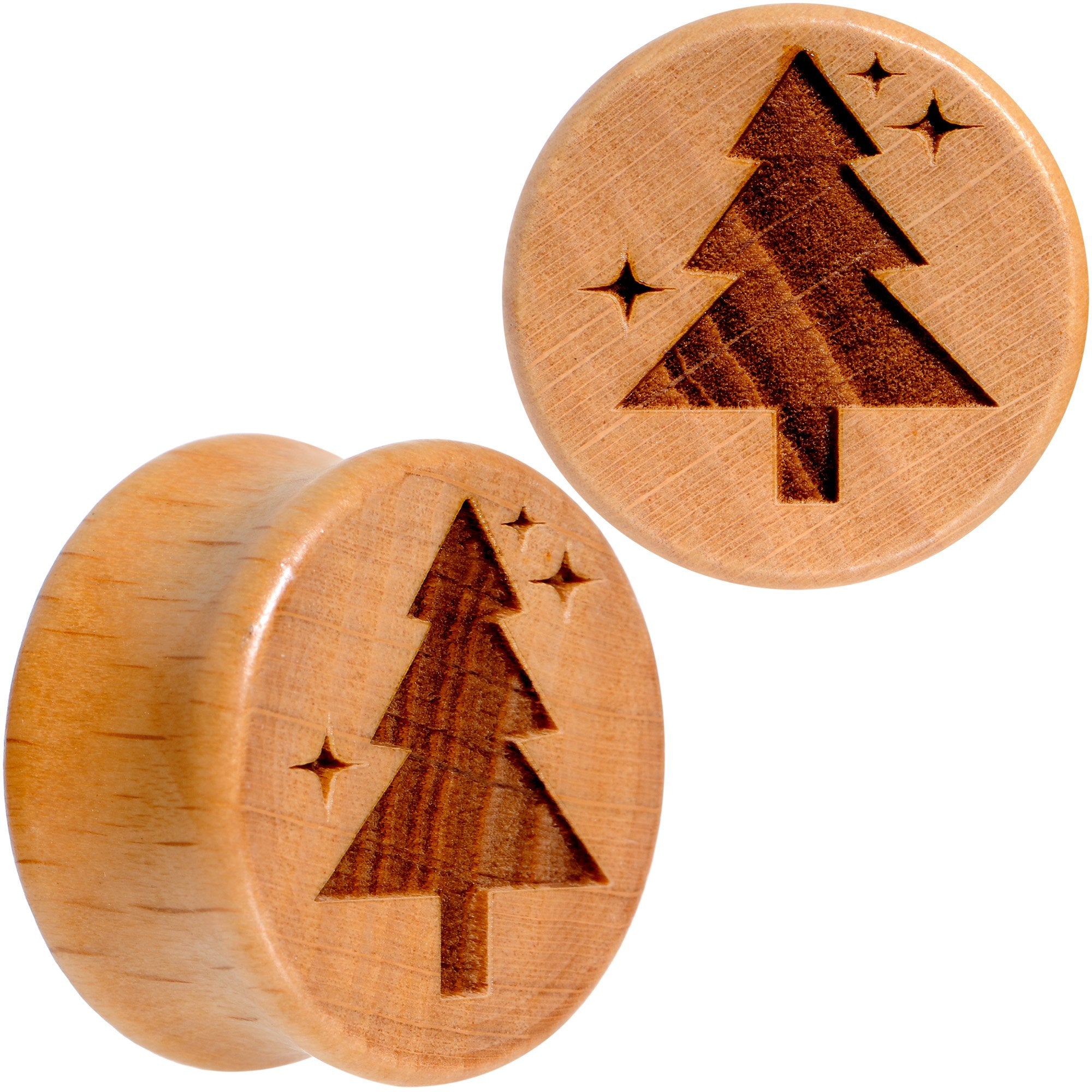 Organic Beechwood Christmas Tree Saddle Plug Set Sizes 8mm to 25mm