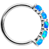 18 Gauge Blue Synthetic Opal 14kt White Gold Seamless Circular Ring