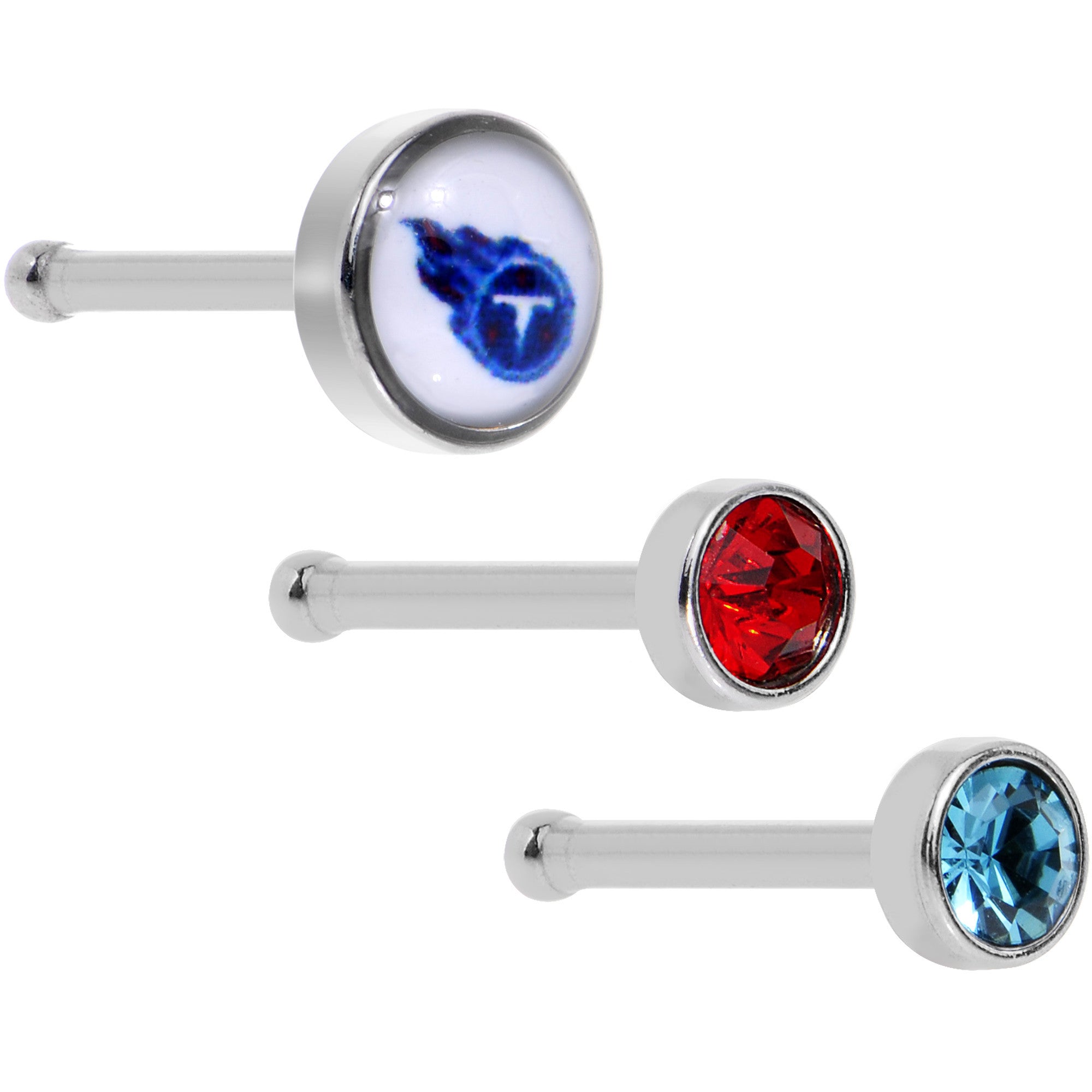 20G Licensed NFL Tennessee Titans Logo Nose Bone 3 Pack Set