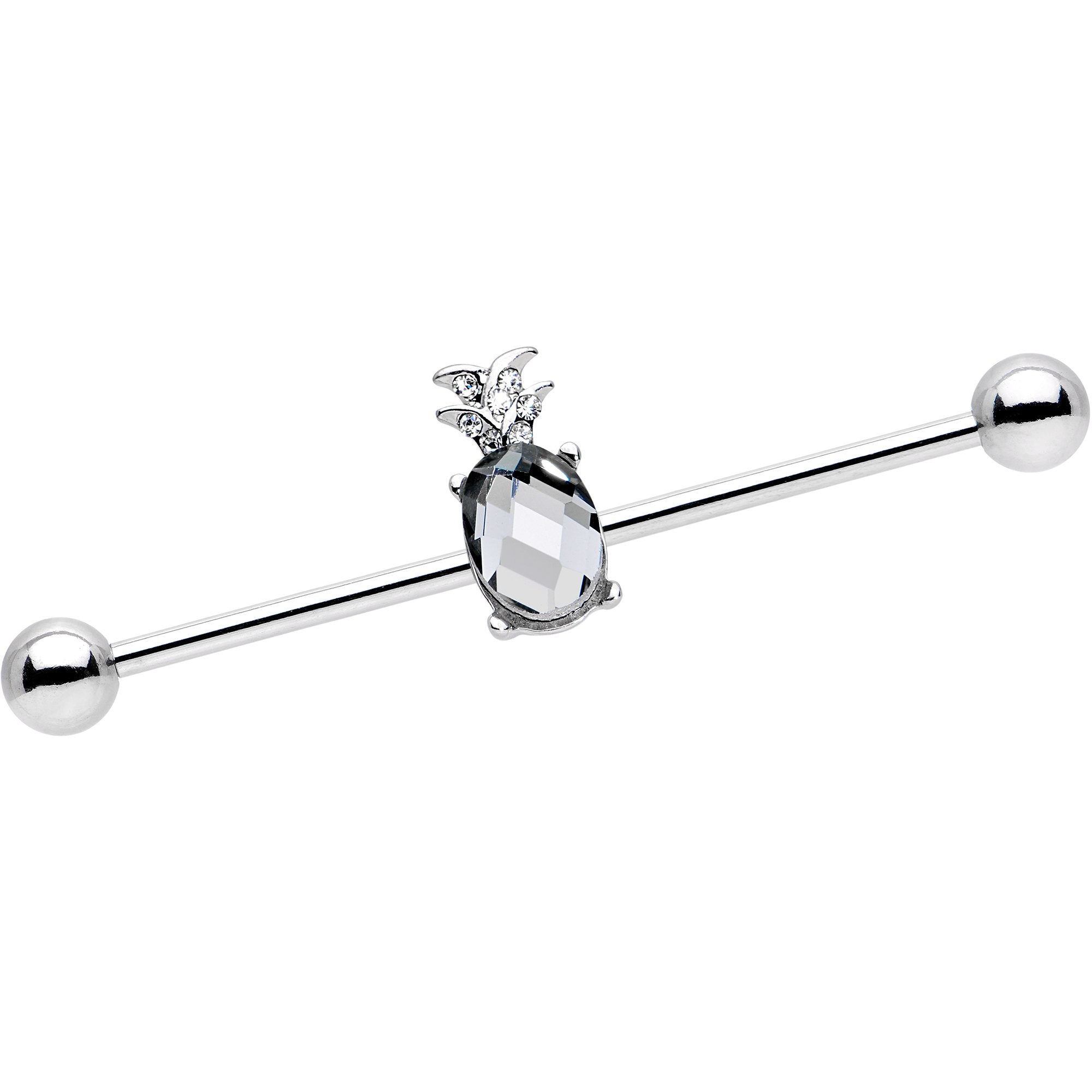 14G Clear Gem Juicy Pineapple Industrial Barbell 38mm