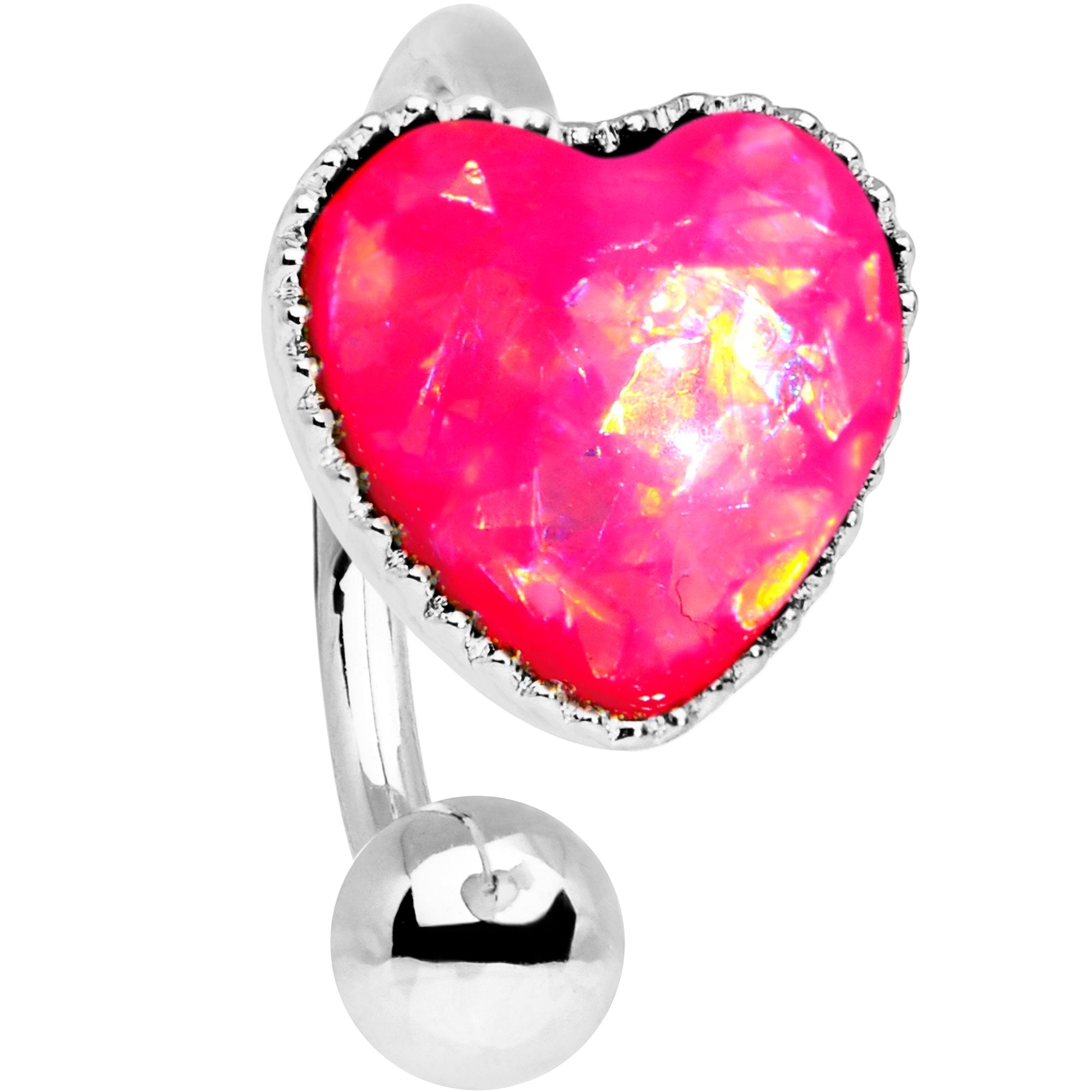 Pink Faux Opal Sacred Heart Non Pierced Ear Cuff