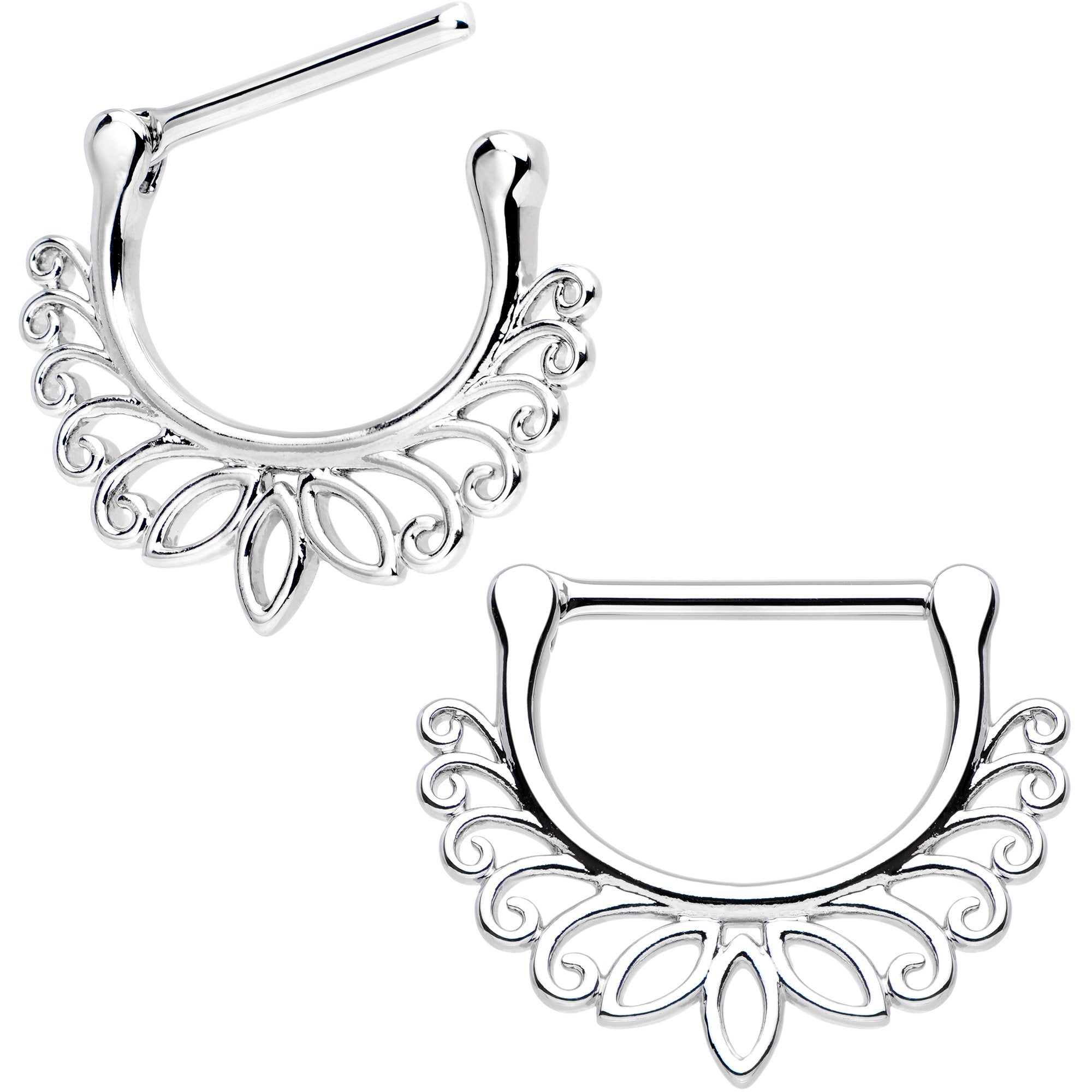 14G 7/16 Leafy Lotus Flower Nipple Clicker Set